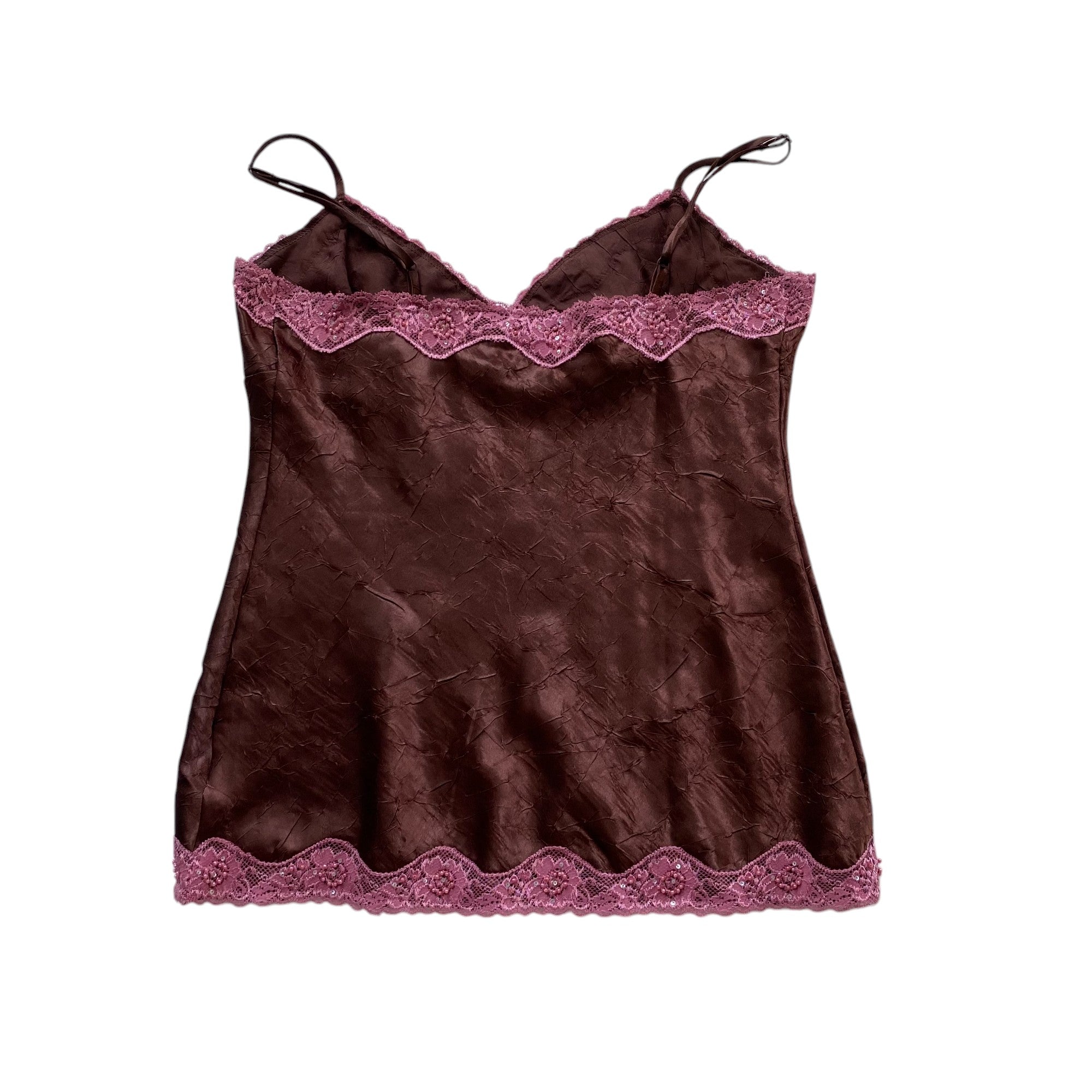 Y2k No Boundaries Brown and Pink Lace Tank Top