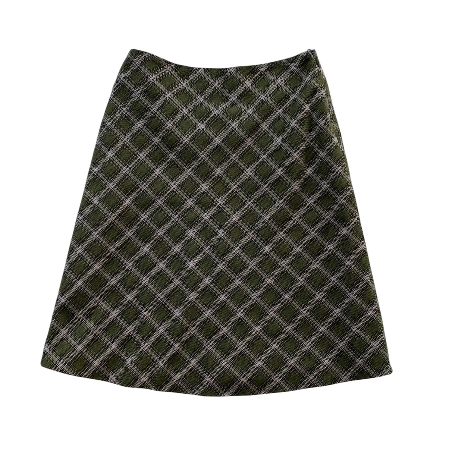 Vintage Green Plaid Midi Skirt