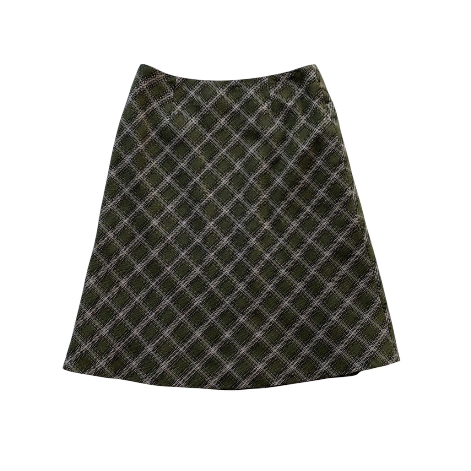 Vintage Green Plaid Midi Skirt