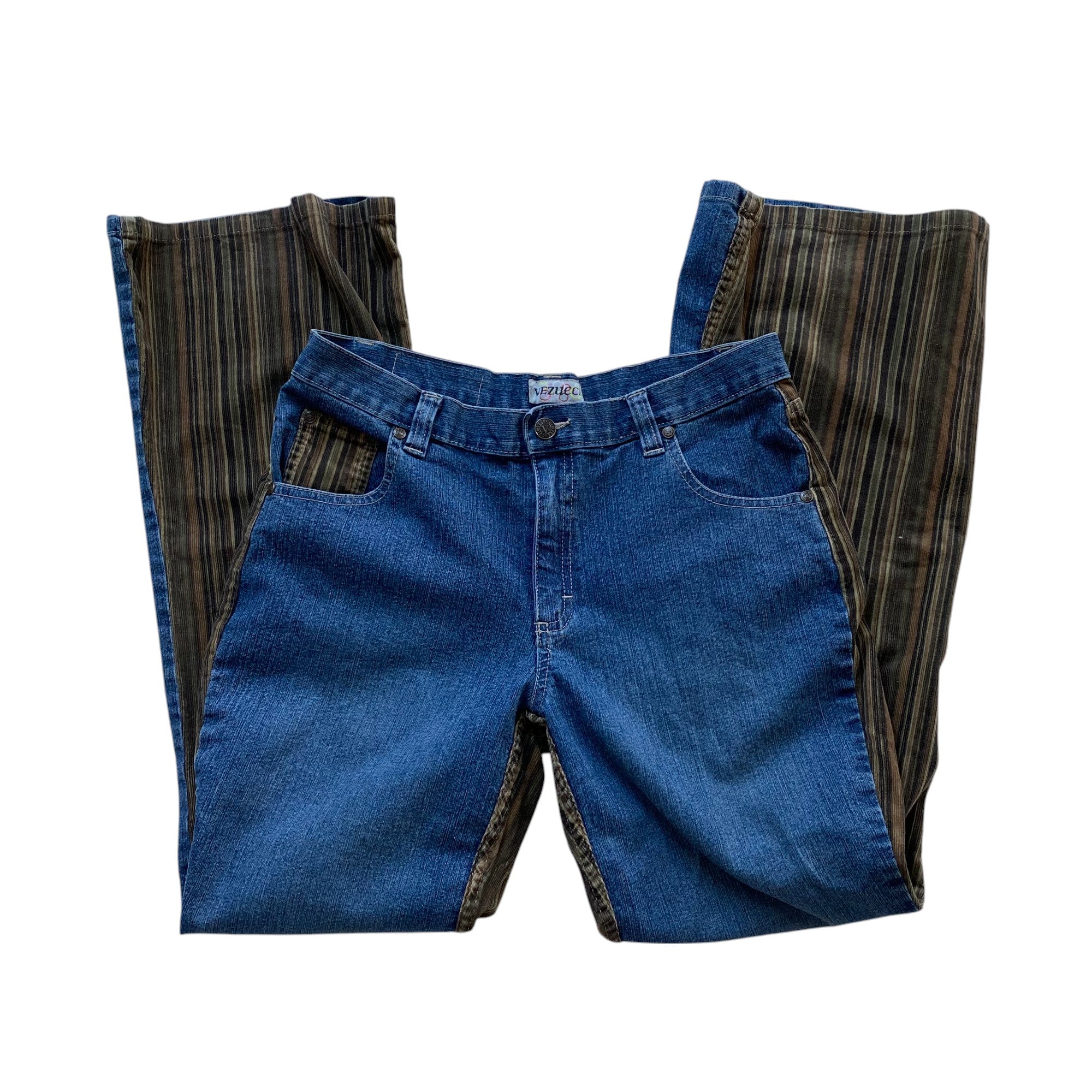 Y2k Vezucci Corduroy Back Denim Flare Pants