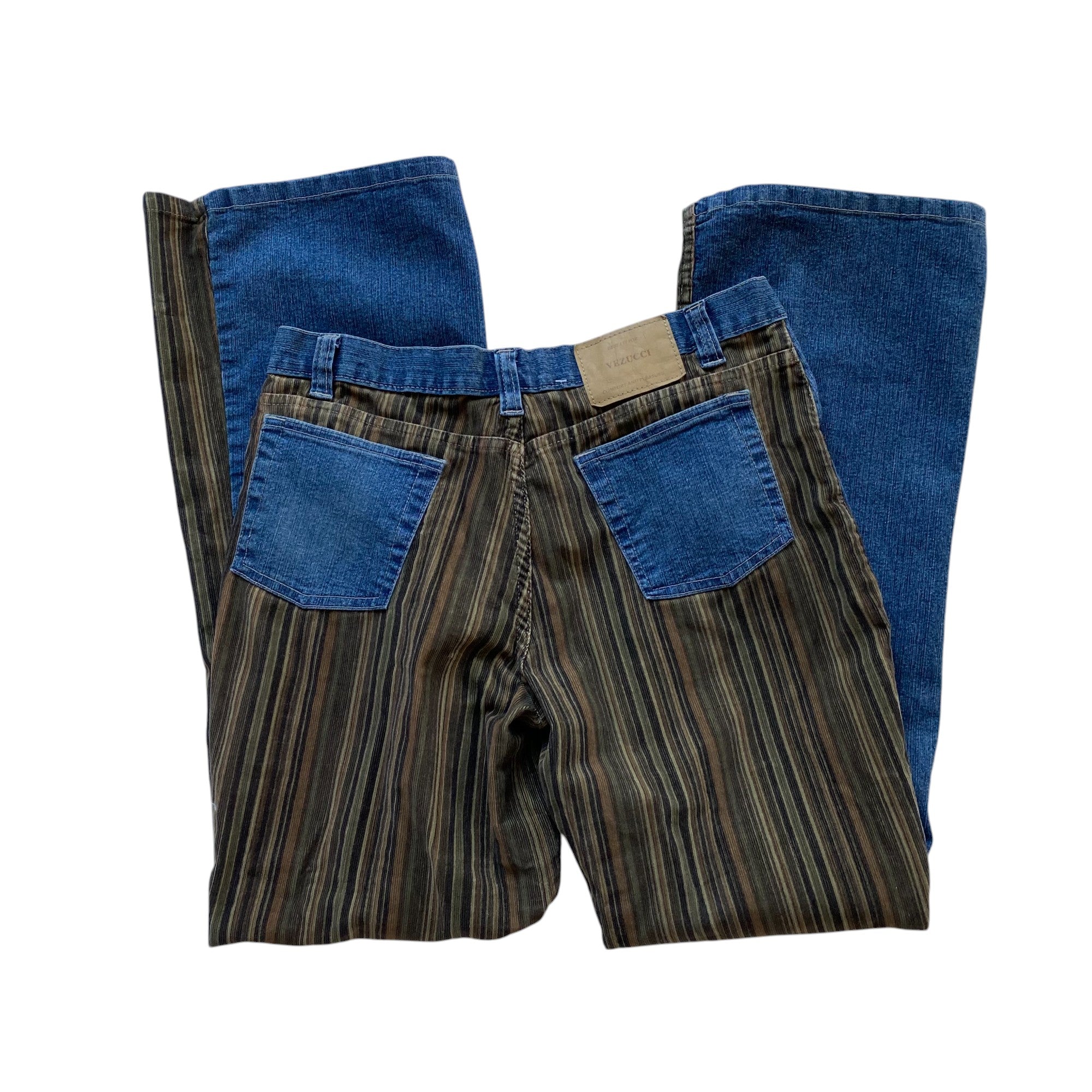 Y2k Vezucci Corduroy Back Denim Flare Pants