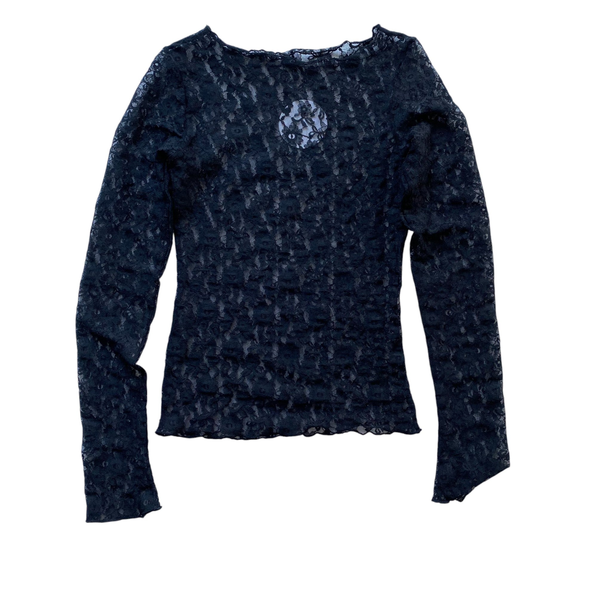 Y2k Black Lace Femme Long Sleeve Top