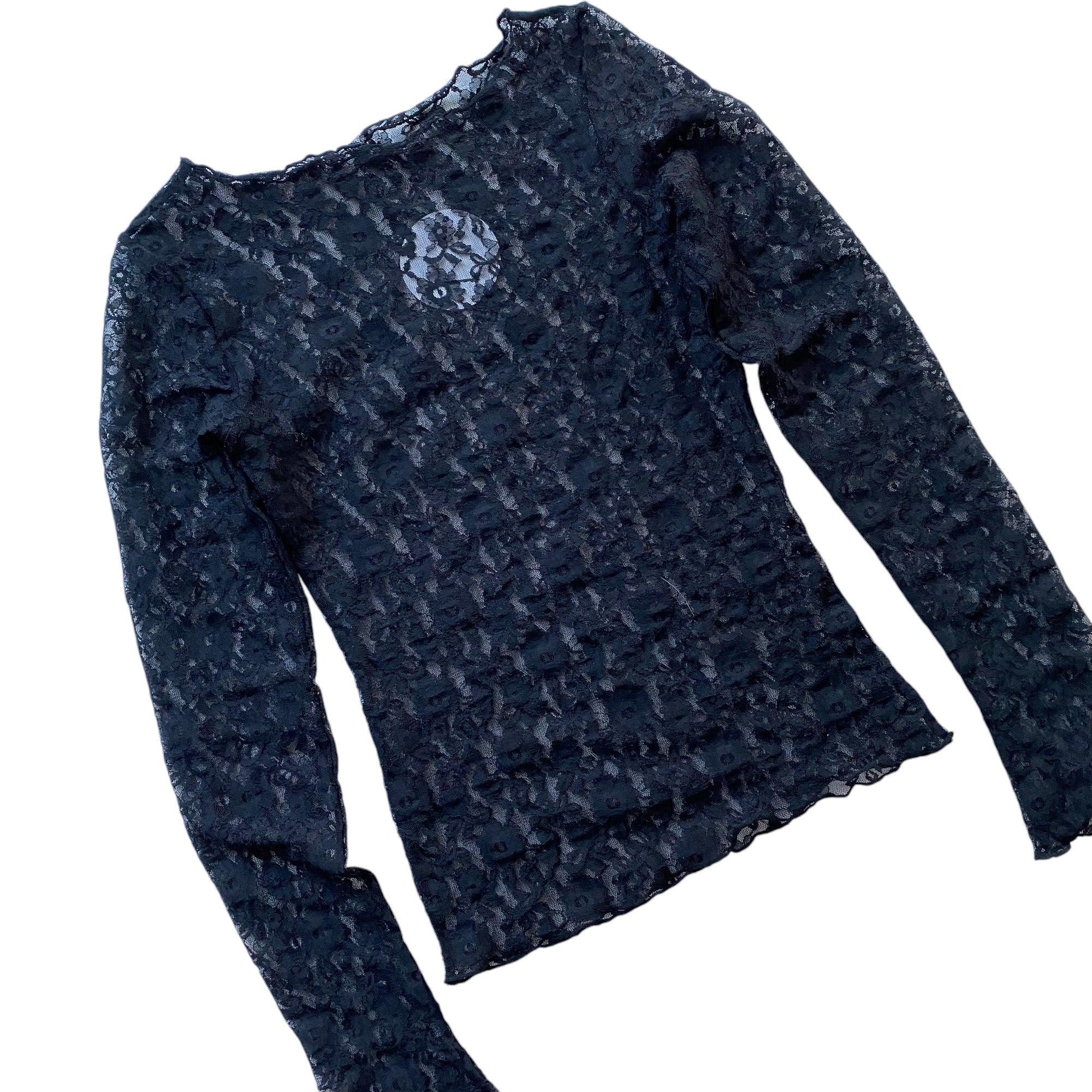 Y2k Black Lace Femme Long Sleeve Top