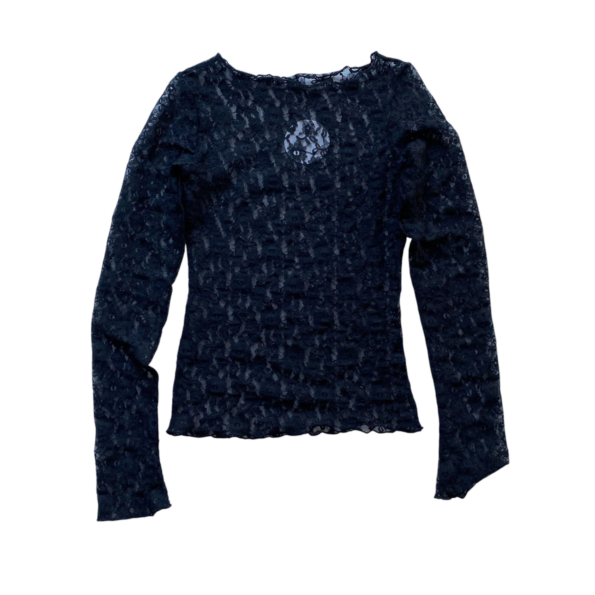 Y2k Black Lace Femme Long Sleeve Top