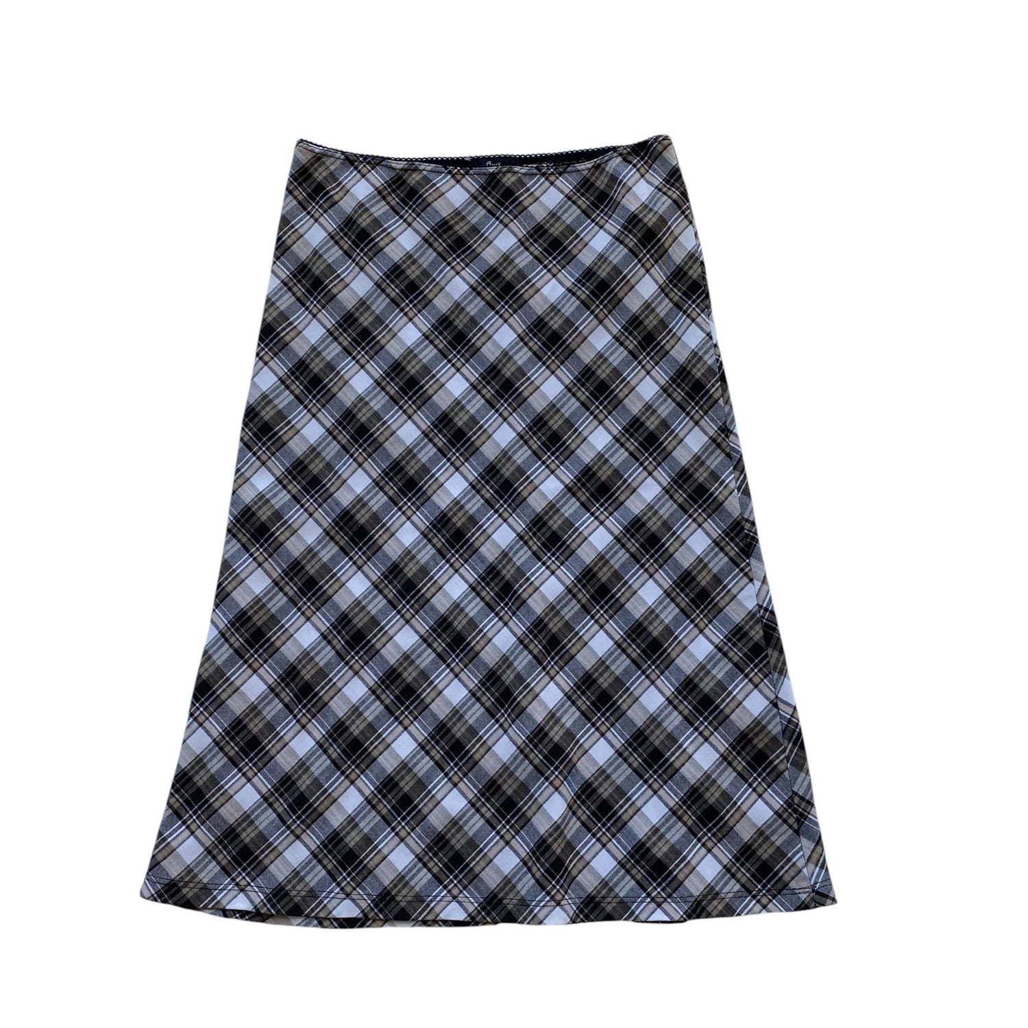 Vintage Brown Plaid Midi Skirt