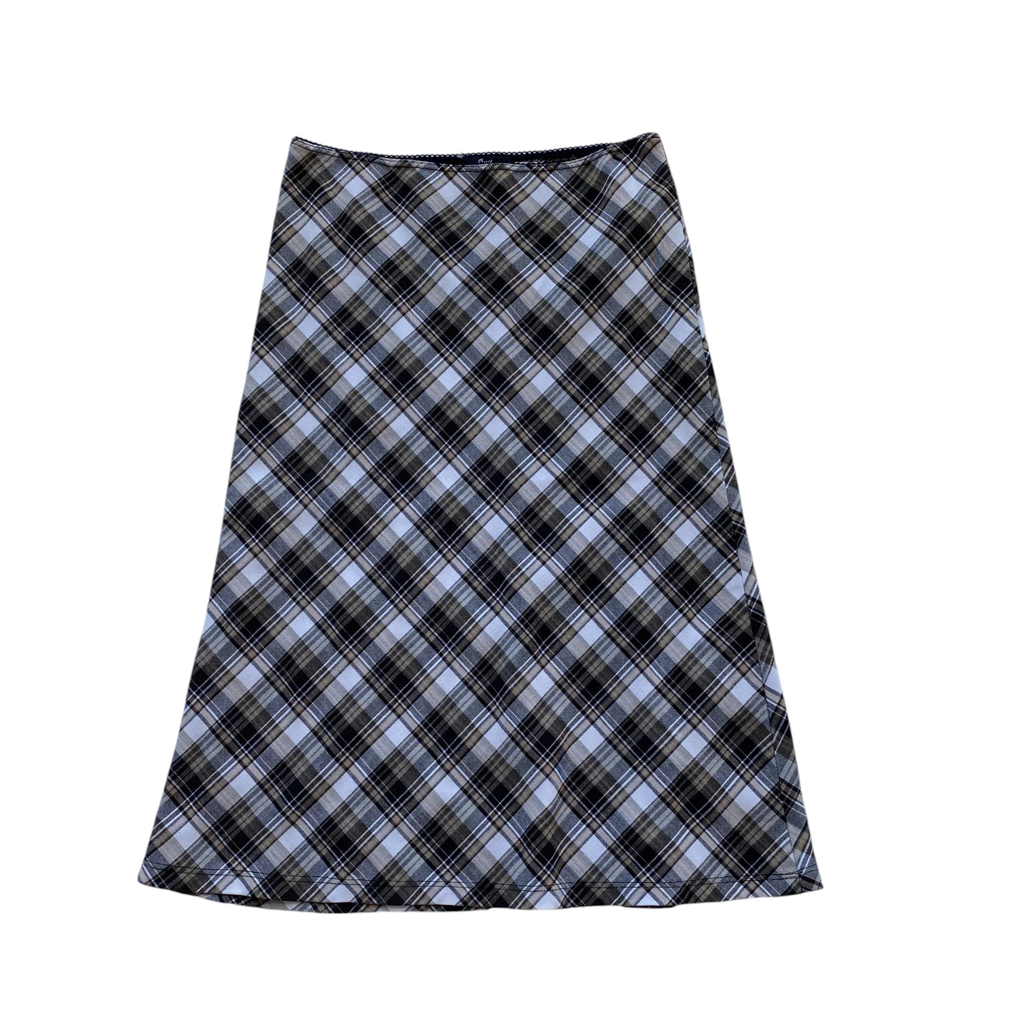 Vintage Brown Plaid Midi Skirt