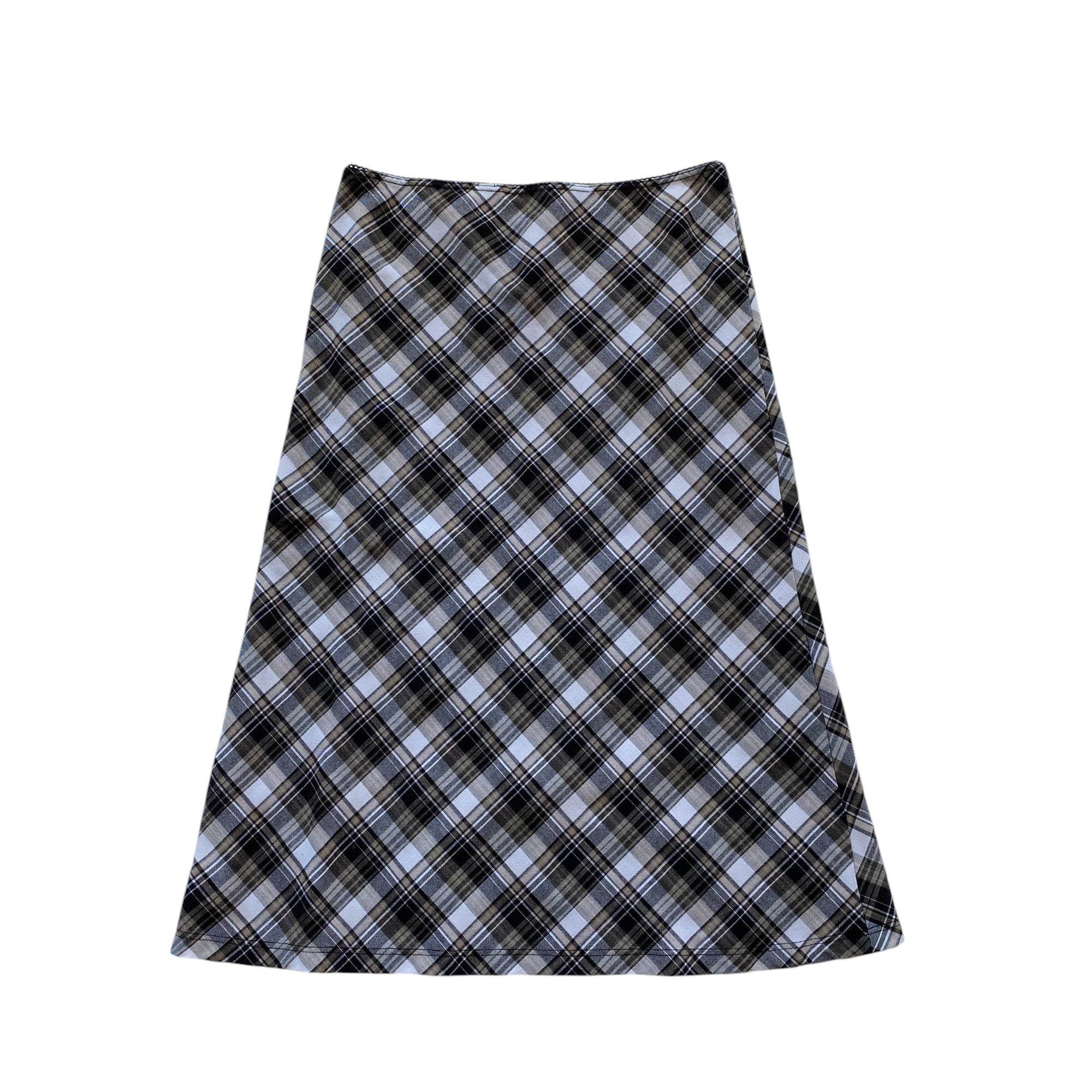 Vintage Brown Plaid Midi Skirt