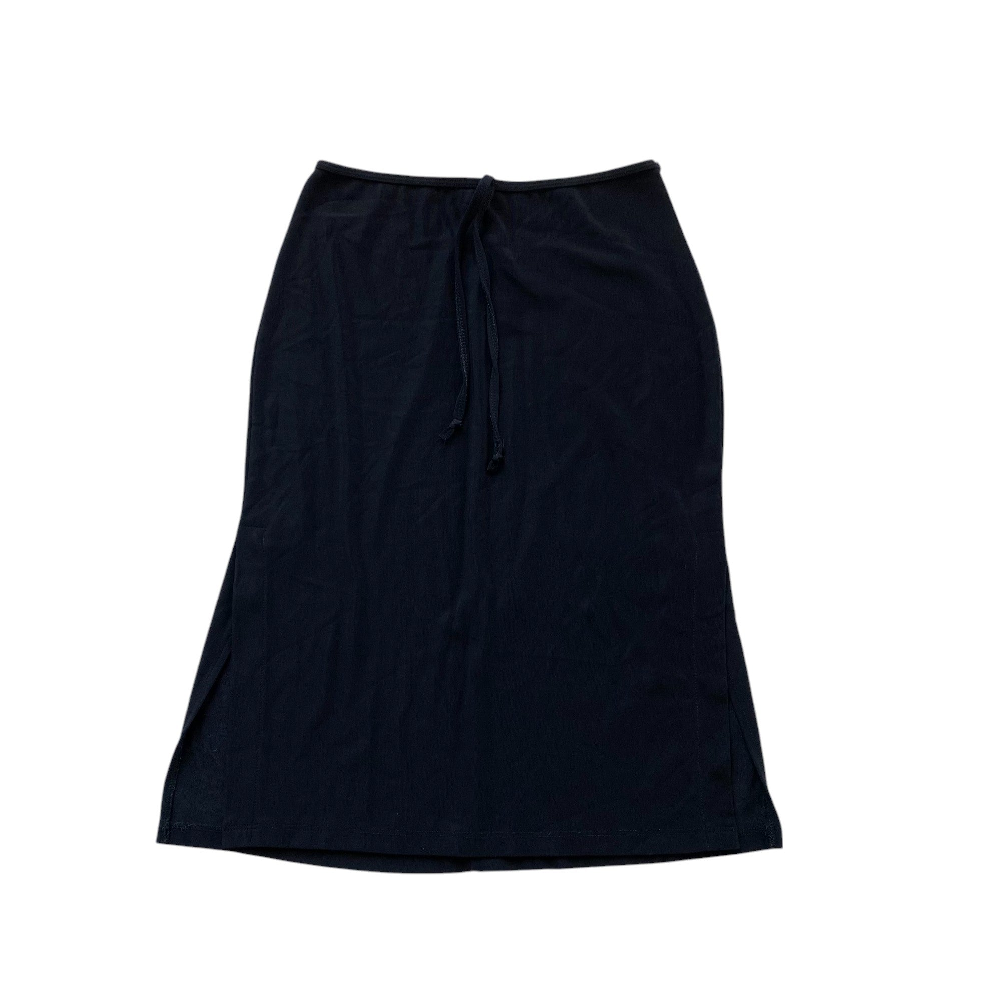 Vintage Tie Waist Black Midi Skirt