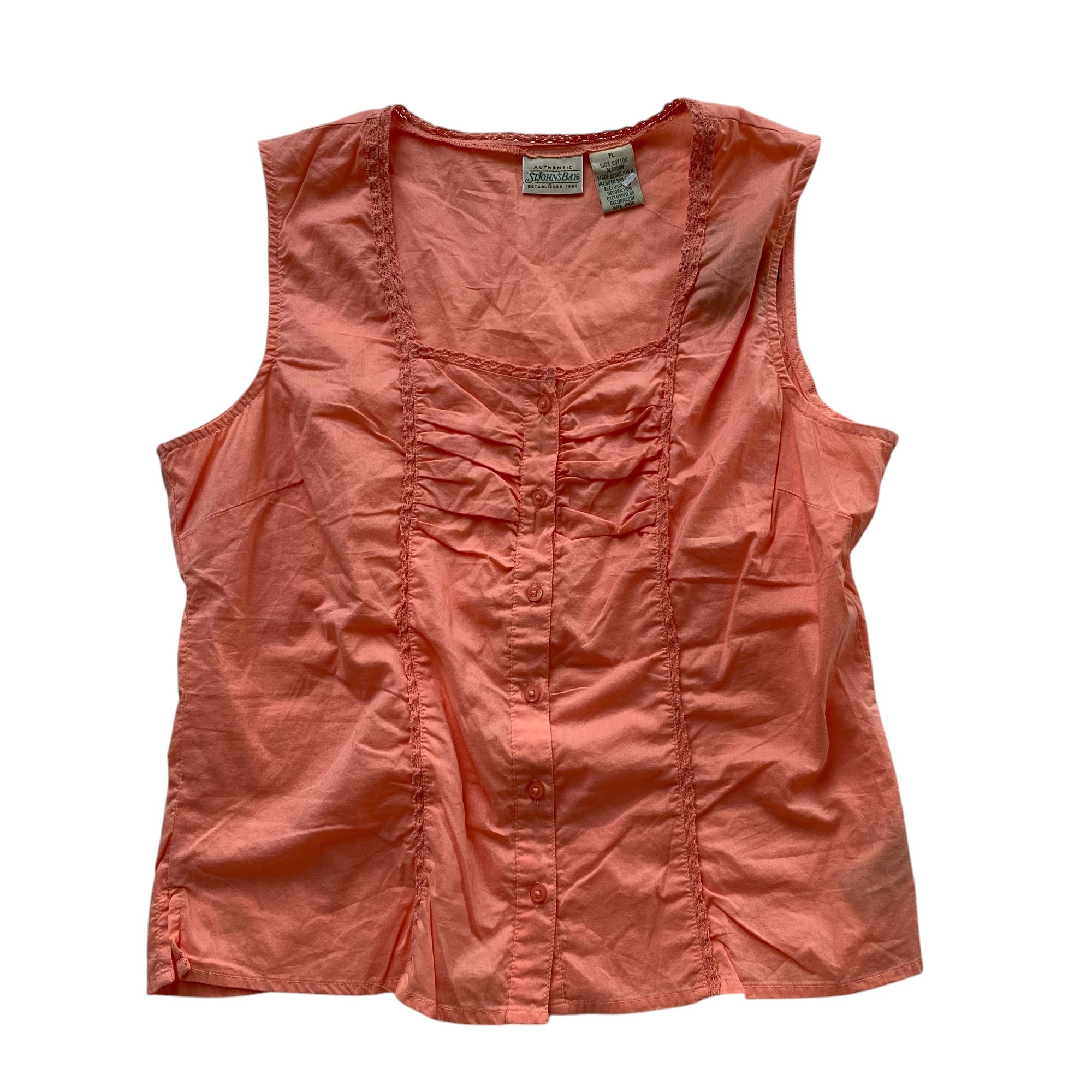 Vintage St Johns Bay Pink Button Up Tank Top