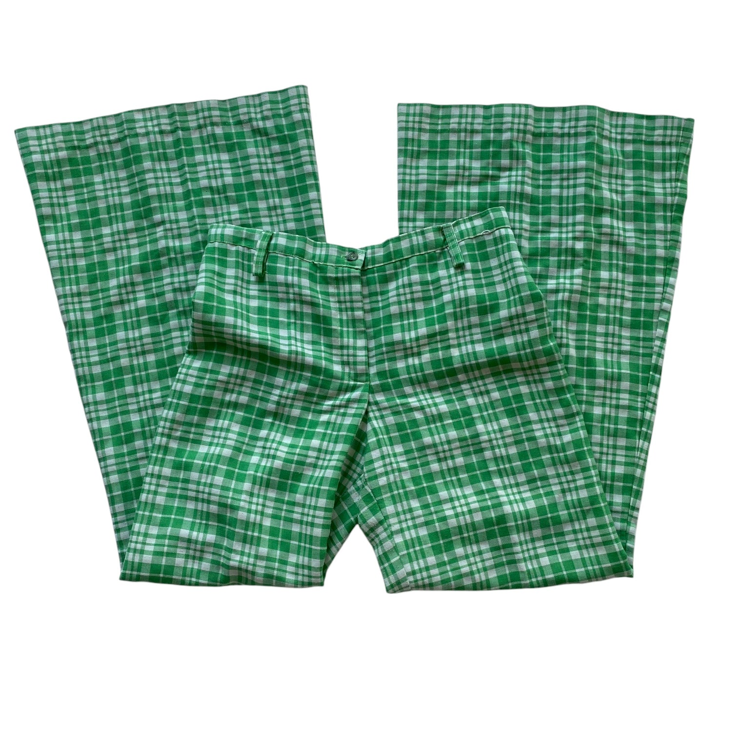 True Vintage Green Plaid Femme Bell Bottoms