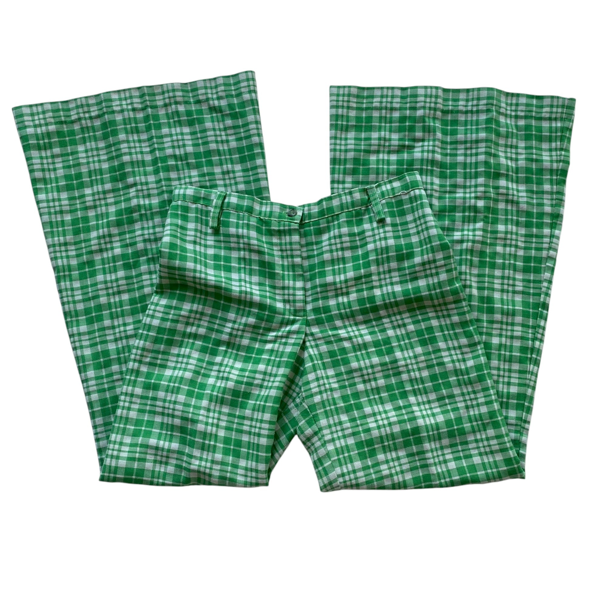 True Vintage Green Plaid Femme Bell Bottoms