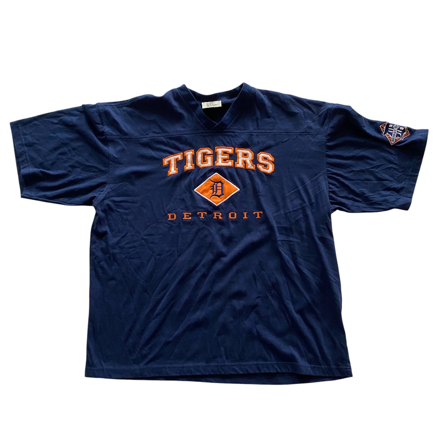 Vintage Detroit Tigers Baseball Embroidered Navy T-Shirt