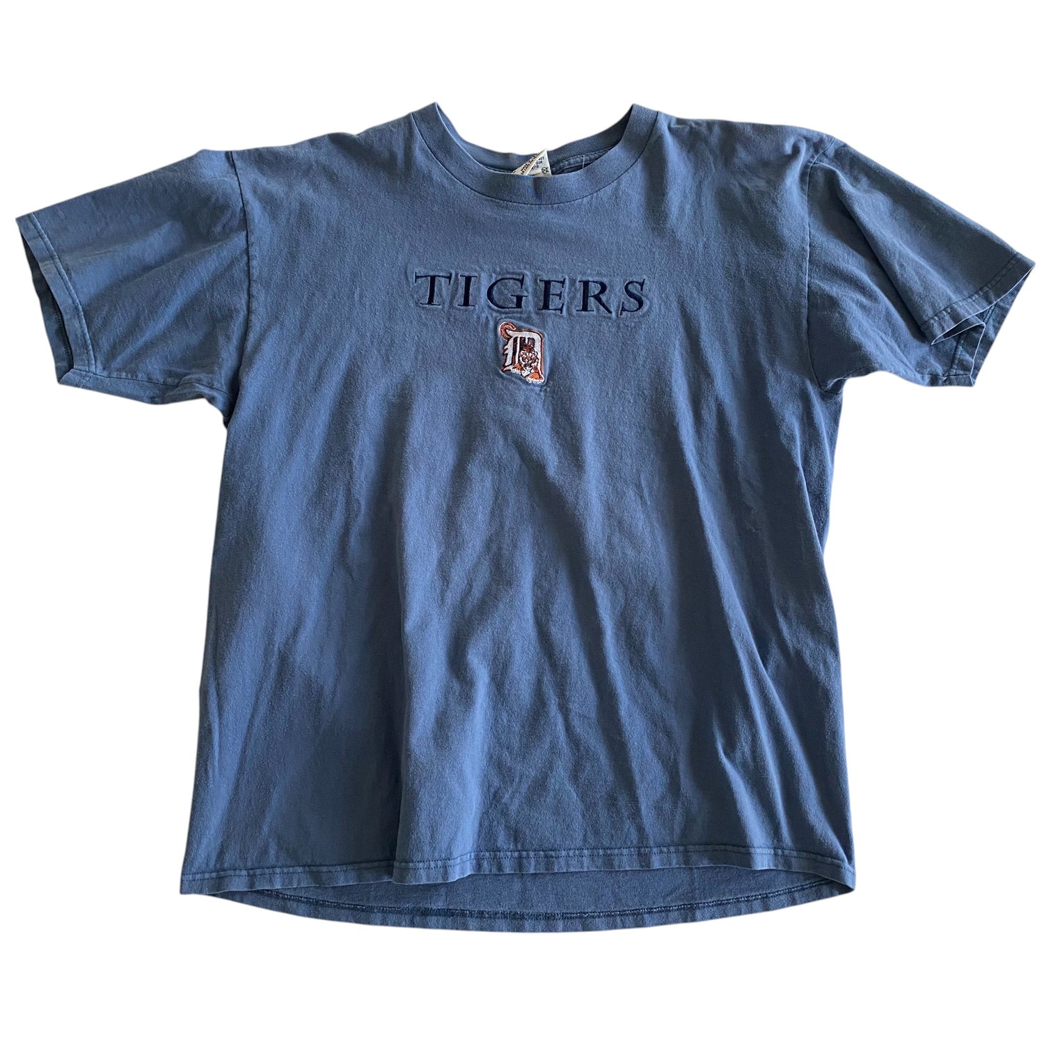 Vintage Detroit Tigers Embroidered Light Blue T-Shirt