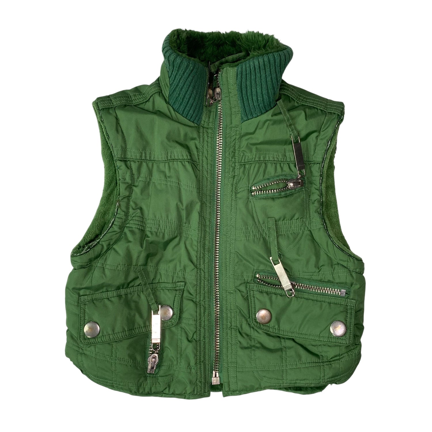 Y2k Green Lightweight Puffer Vest