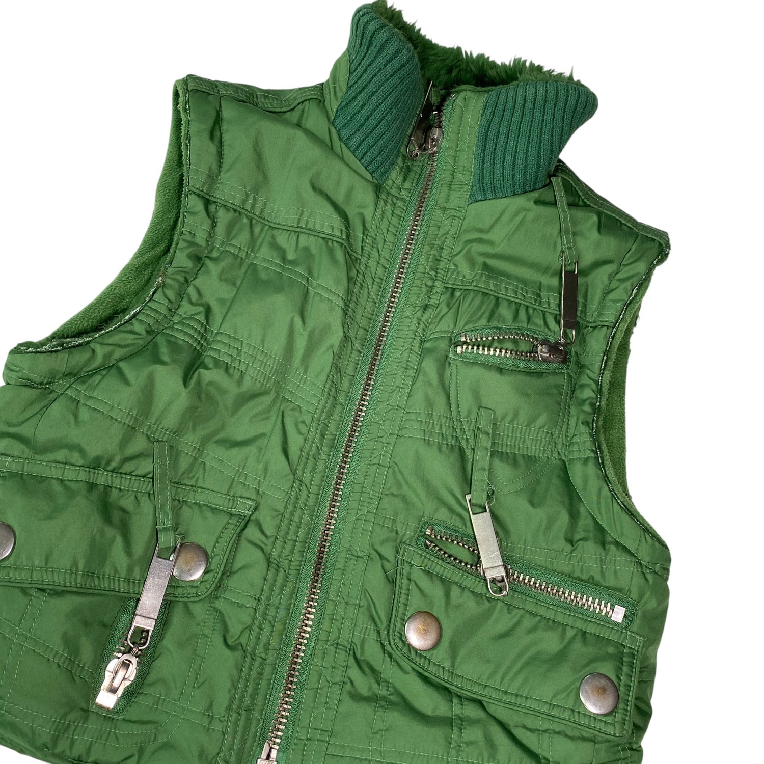 Y2k Green Lightweight Puffer Vest