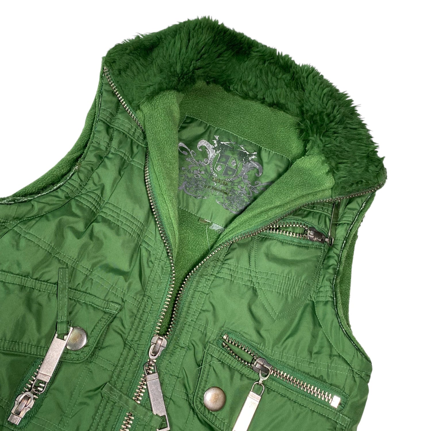 Y2k Green Lightweight Puffer Vest