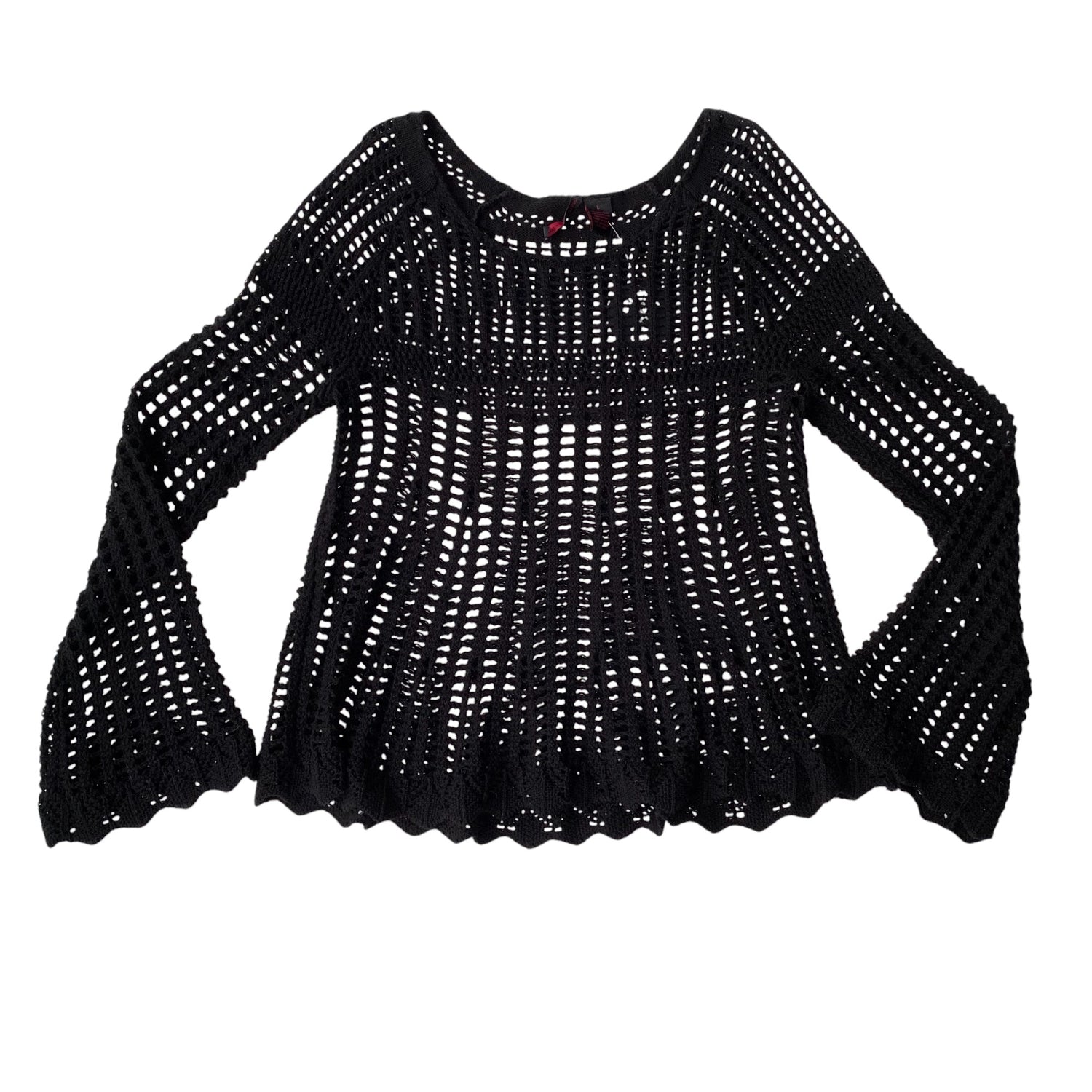 Y2k Heart n Crush Black Crochet Femme Long Sleeve