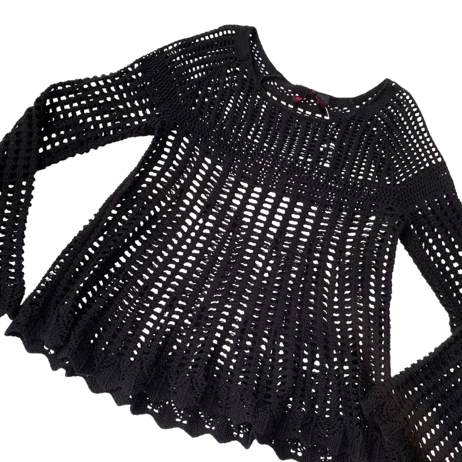 Y2k Heart n Crush Black Crochet Femme Long Sleeve