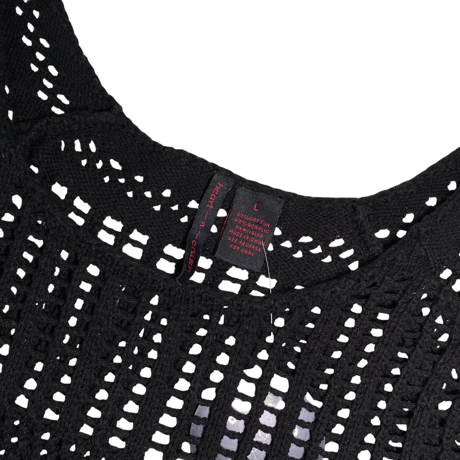 Y2k Heart n Crush Black Crochet Femme Long Sleeve