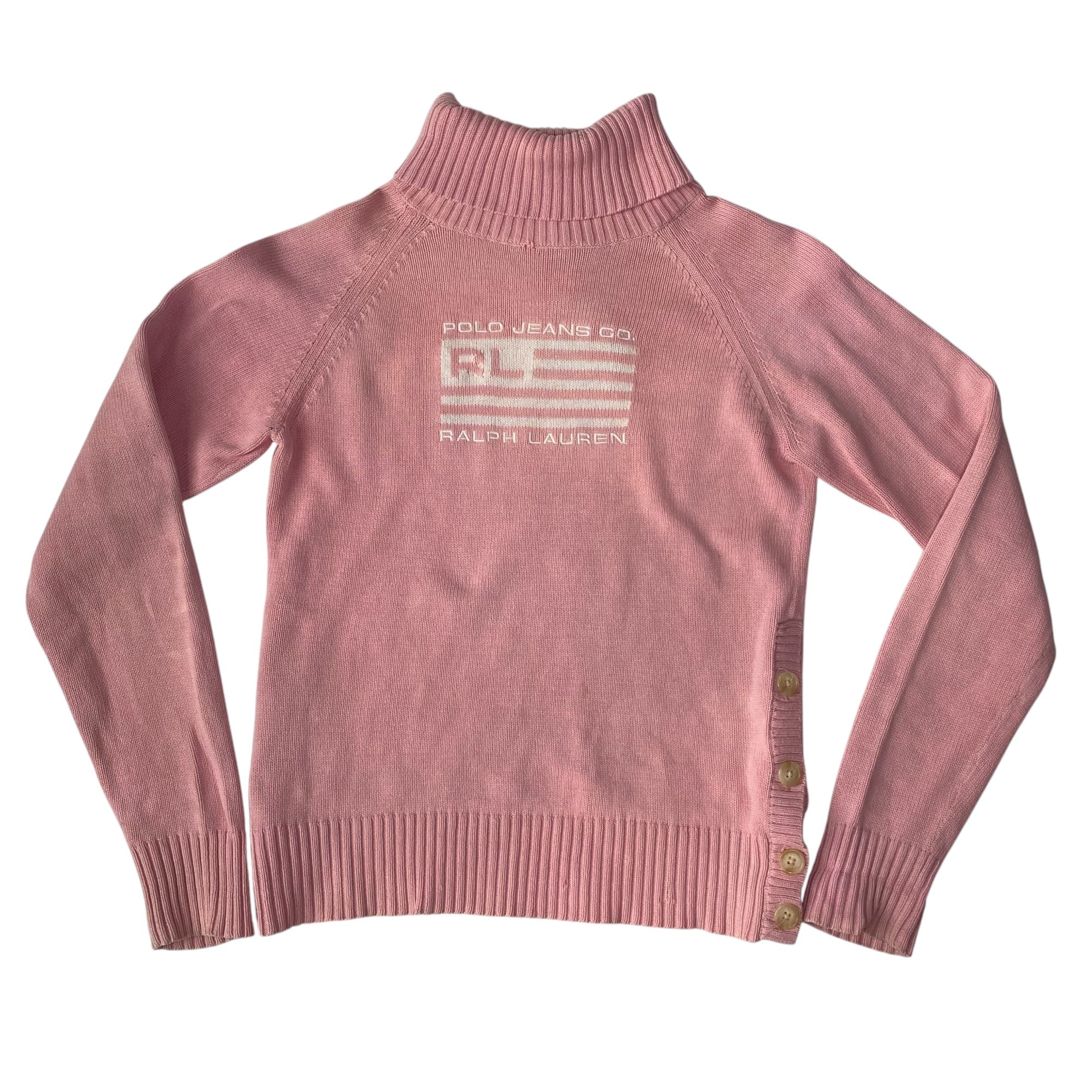 Vintage Ralph Lauren Polo Jeans Pink Femme Knit Turtleneck