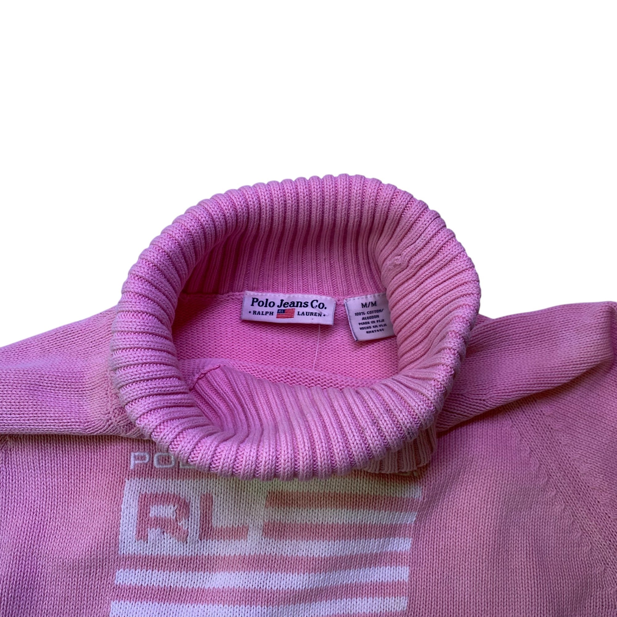 Vintage Ralph Lauren Polo Jeans Pink Femme Knit Turtleneck
