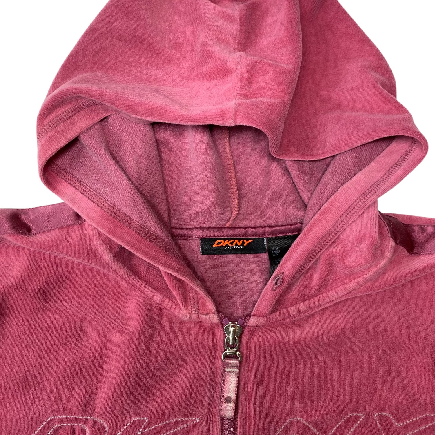 Y2k DKNY Pink Velour Zip Up