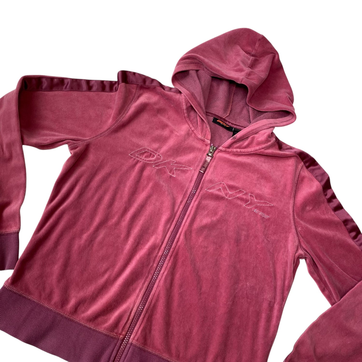 Y2k DKNY Pink Velour Zip Up
