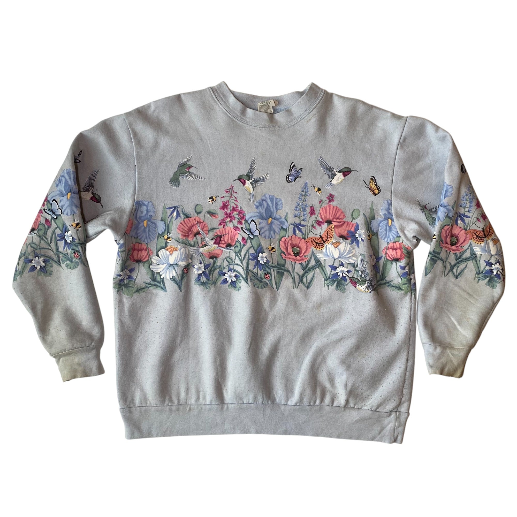 Vintage Nature Graphic Light Blue Crewneck