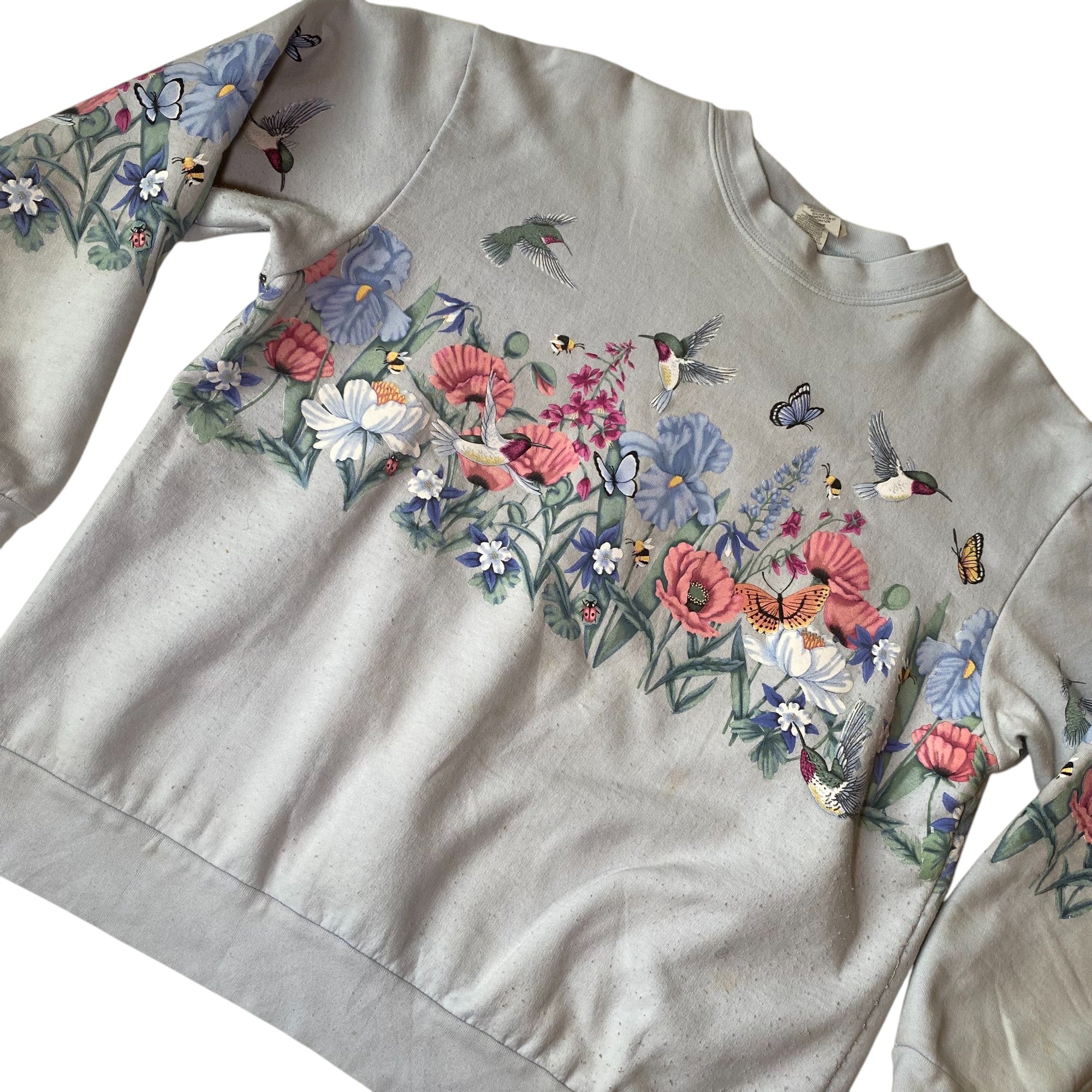 Vintage Nature Graphic Light Blue Crewneck