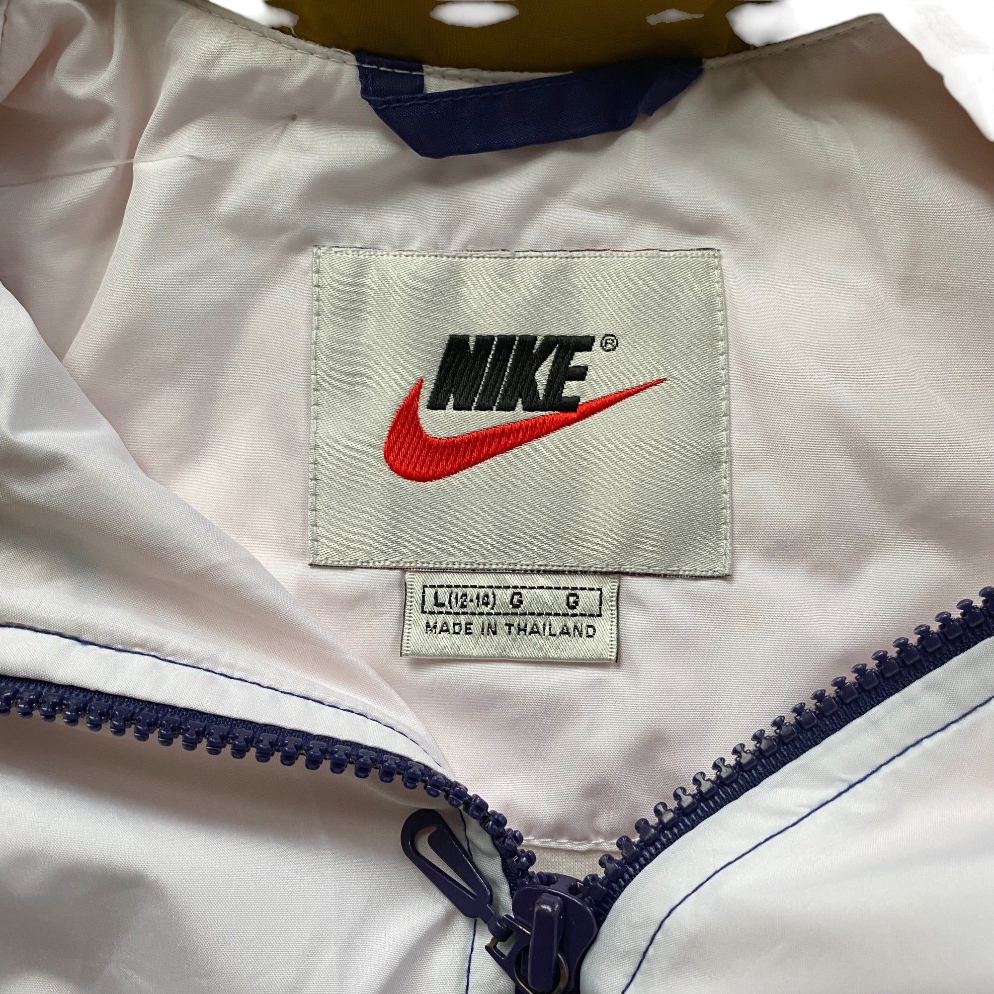 Vintage Nike Navy, White & Gold Zip Up Windbreaker