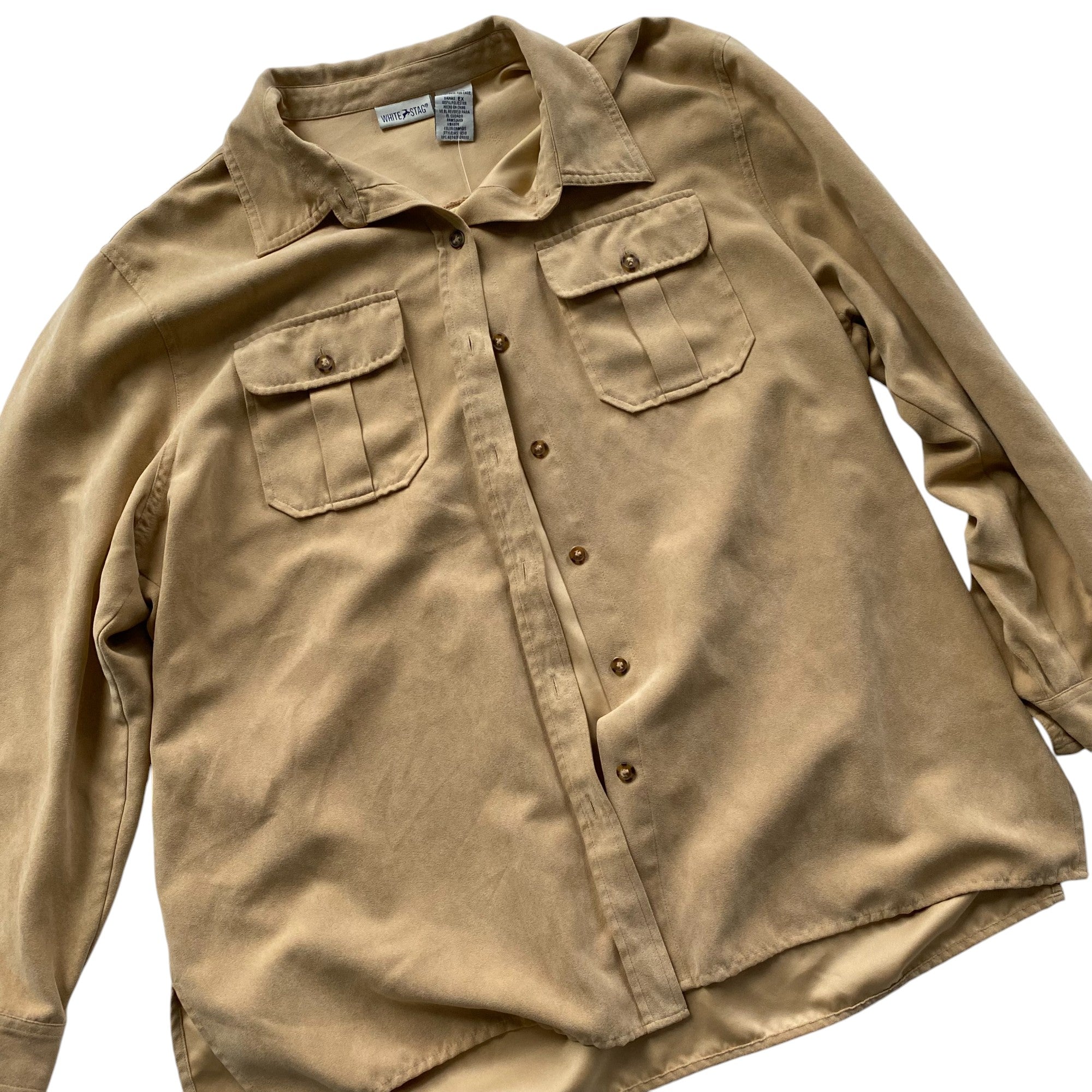 Vintage White Stag Suede Long Sleeve Button Up