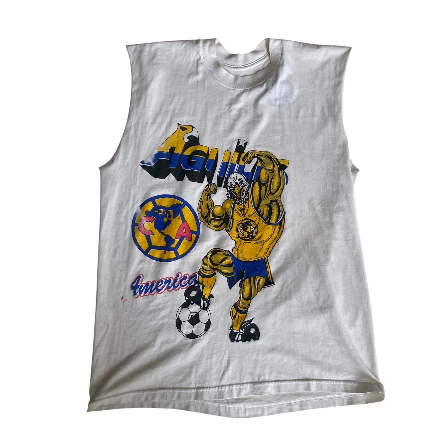 Vintage Club America Eagle Caricature Cut Off Graphic T-Shirt