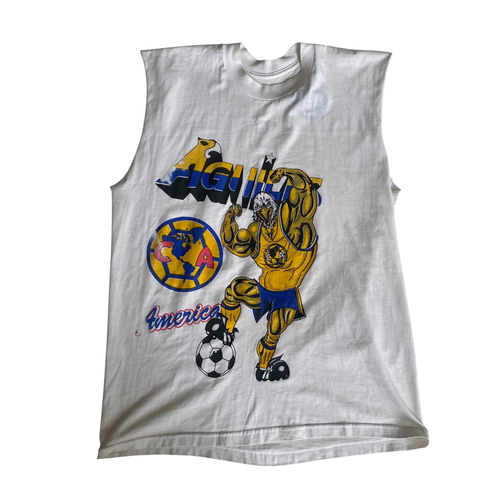 Vintage Club America Eagle Caricature Cut Off Graphic T-Shirt