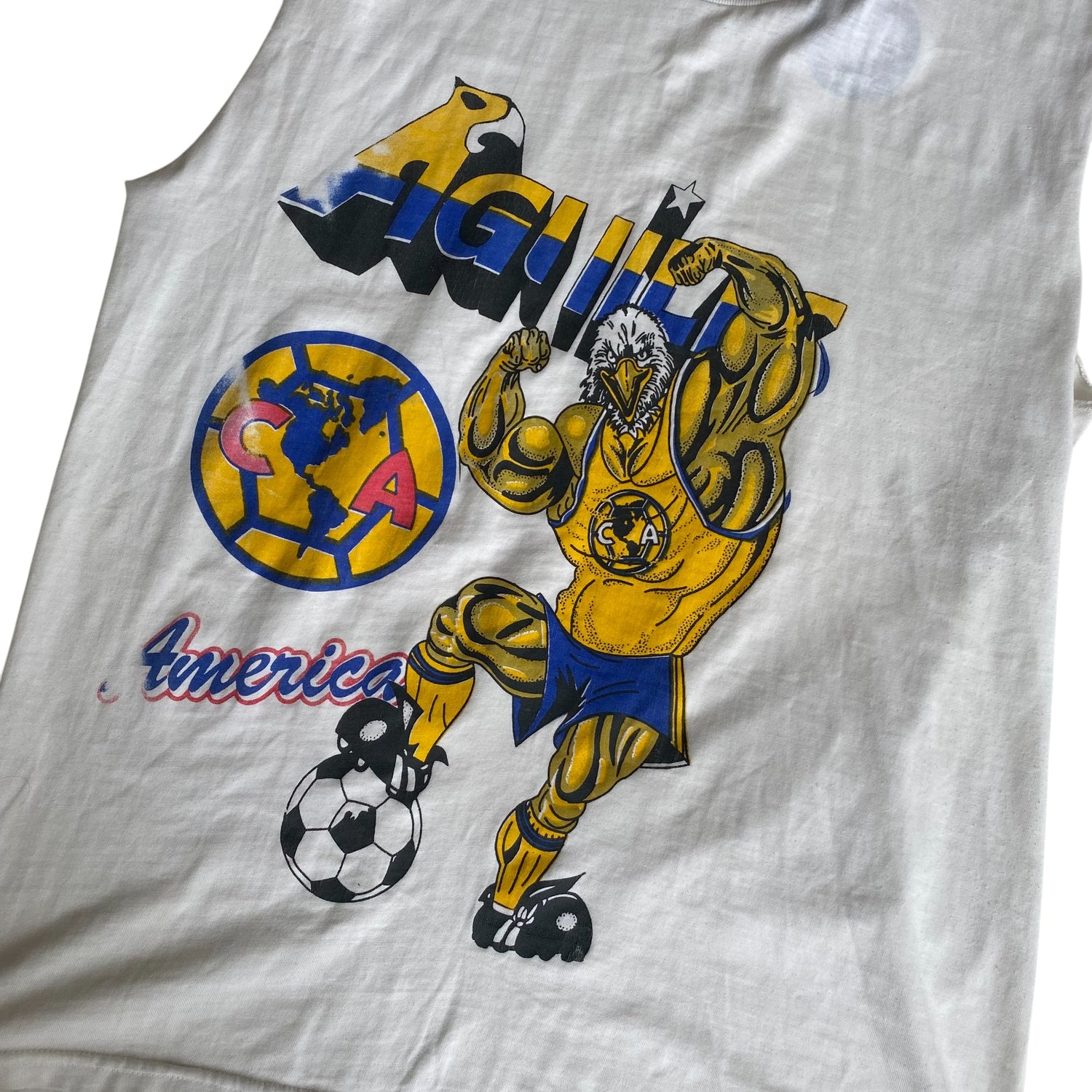 Vintage Club America Eagle Caricature Cut Off Graphic T-Shirt