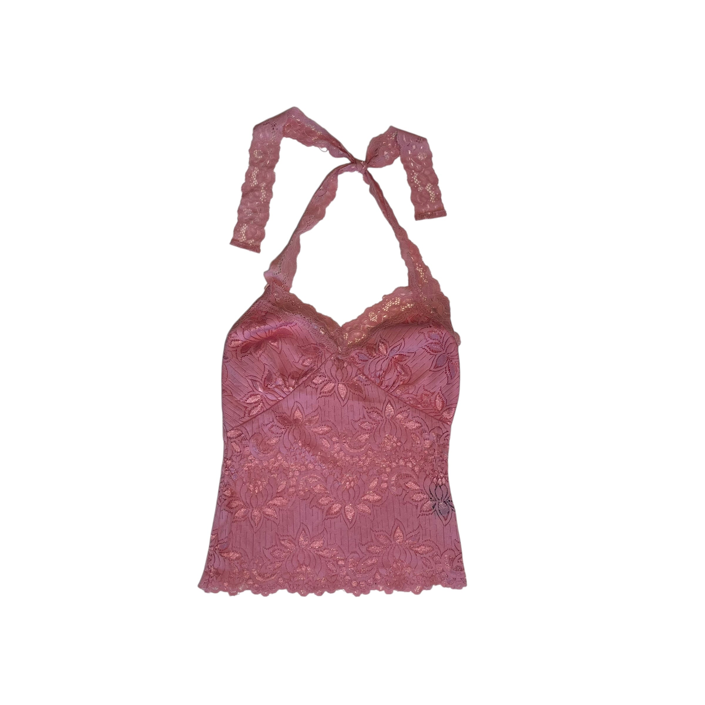 Y2K Pink Lacey Halter Top