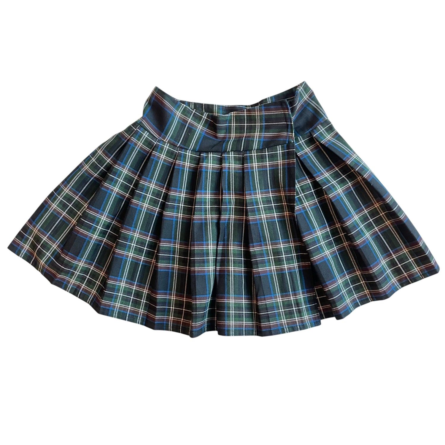 Vintage Green and Maroon Plaid Midi Schoolgirl Skirt