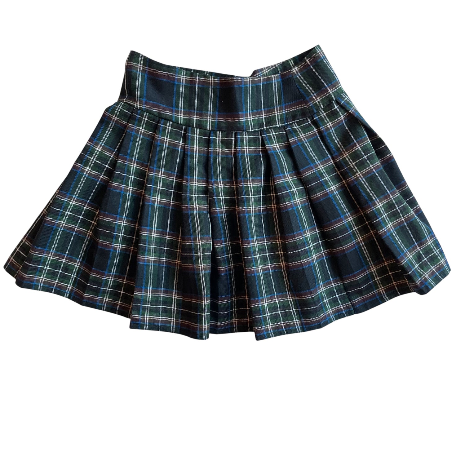 Vintage Green and Maroon Plaid Midi Schoolgirl Skirt