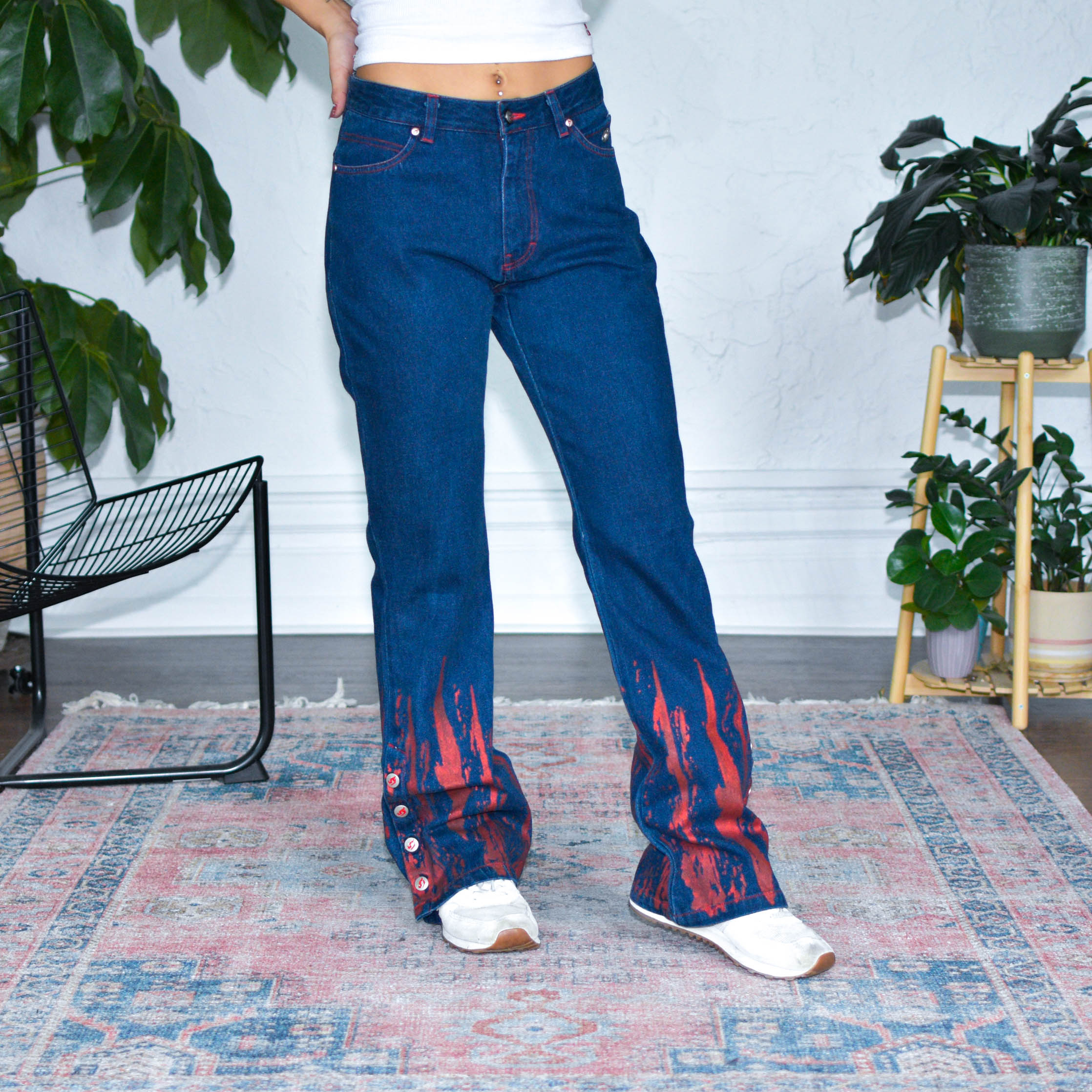 Vintage Y2K Femme Johnny Blaze Flame Denim Jeans