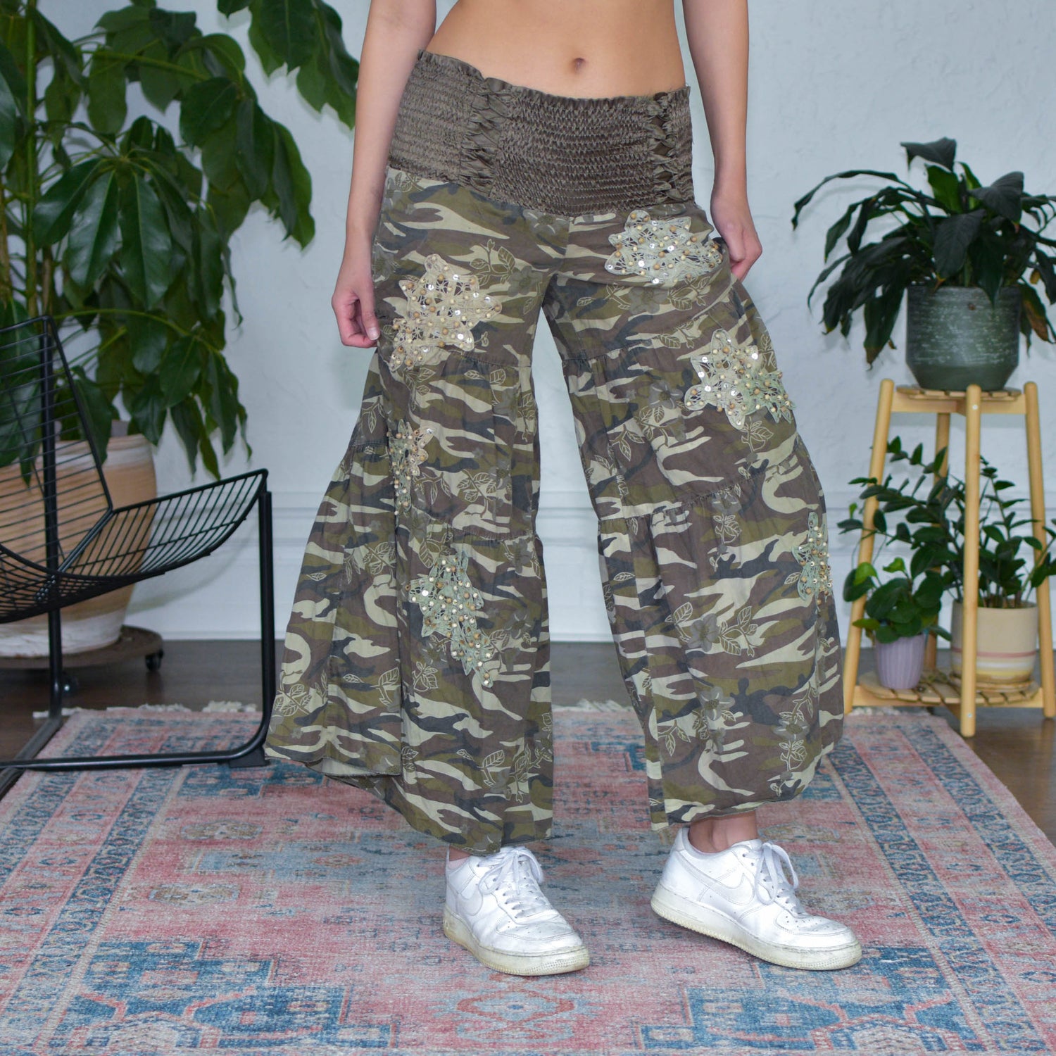 Vintage Y2k Sugar Lips Floral Camo Flared Pants