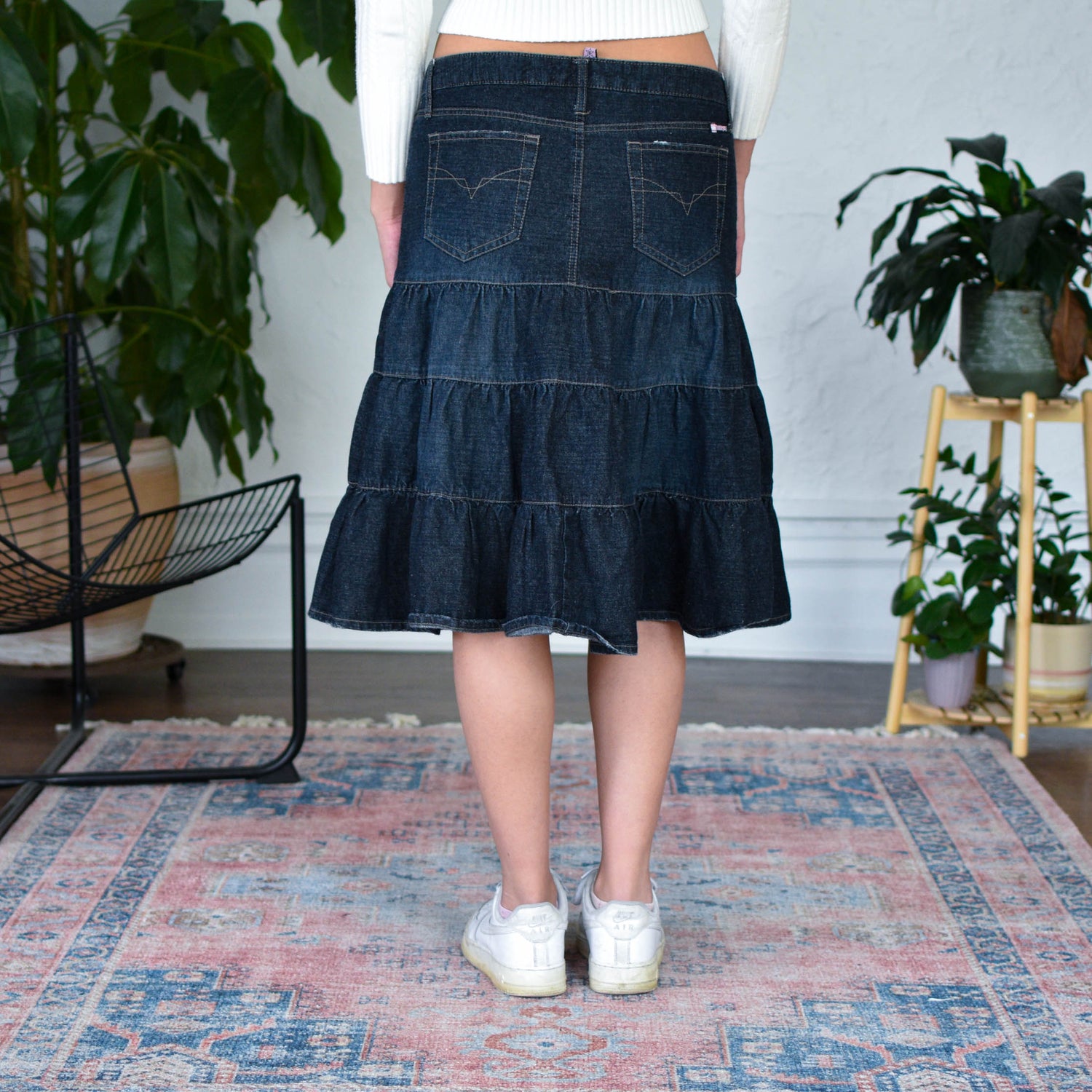 Vintage Y2K Bubblegum Tiered Denim Skirt