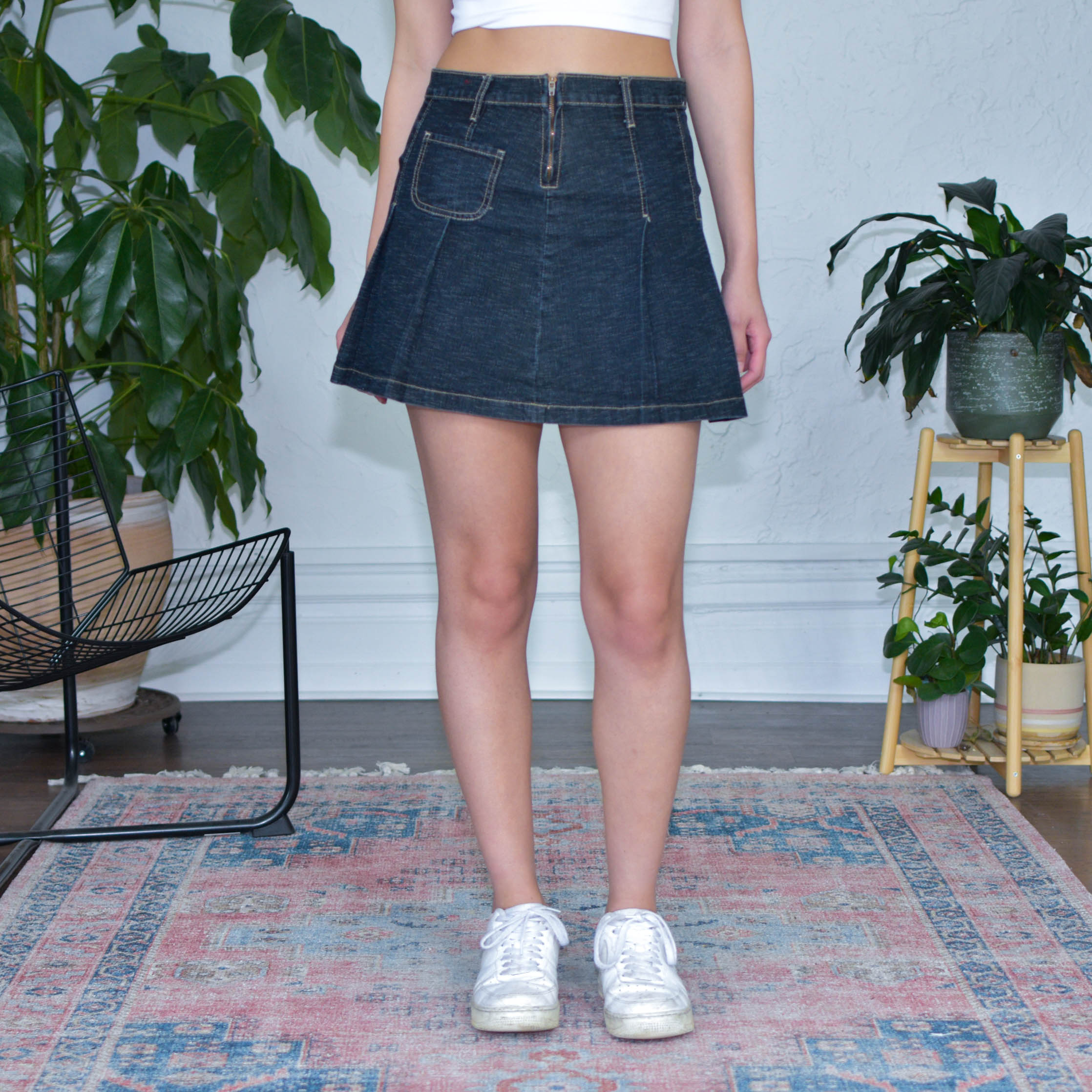 Vintage Y2K Red-Ox Jeans Pleated Midi Skirt