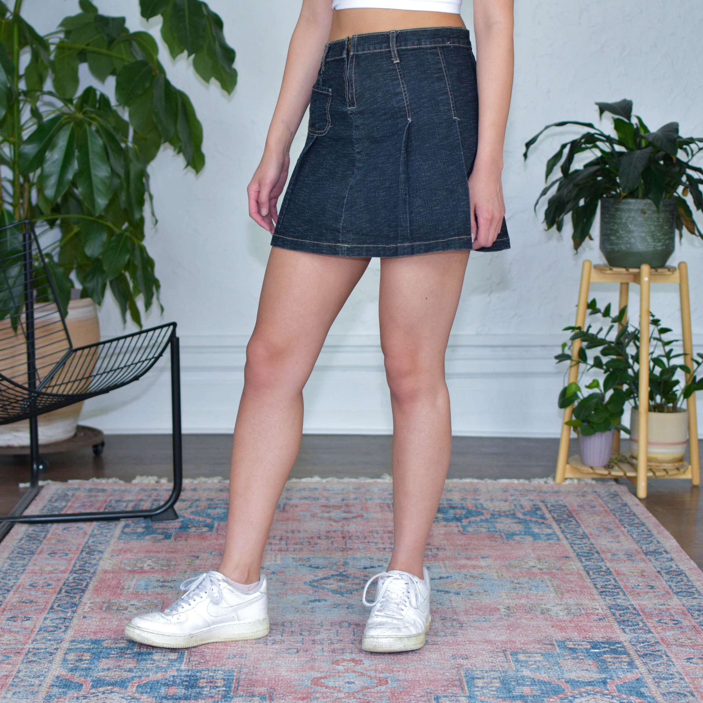 Vintage Y2K Red-Ox Jeans Pleated Midi Skirt