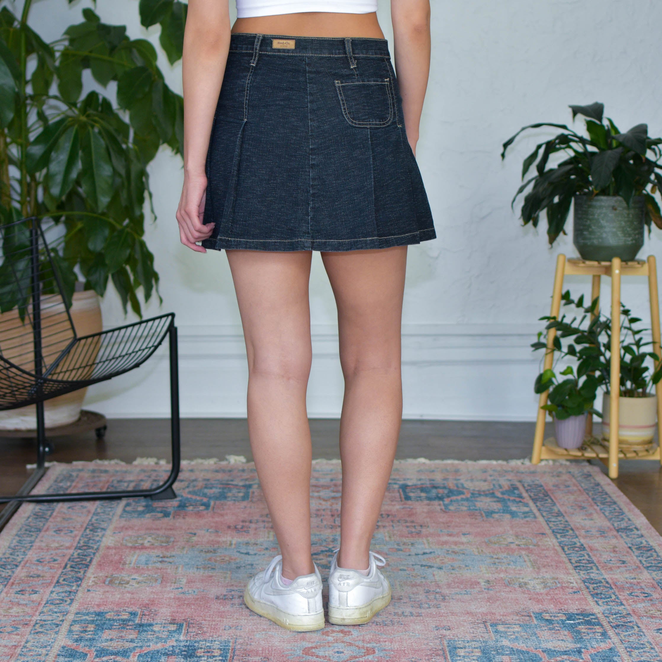 Vintage Y2K Red-Ox Jeans Pleated Midi Skirt