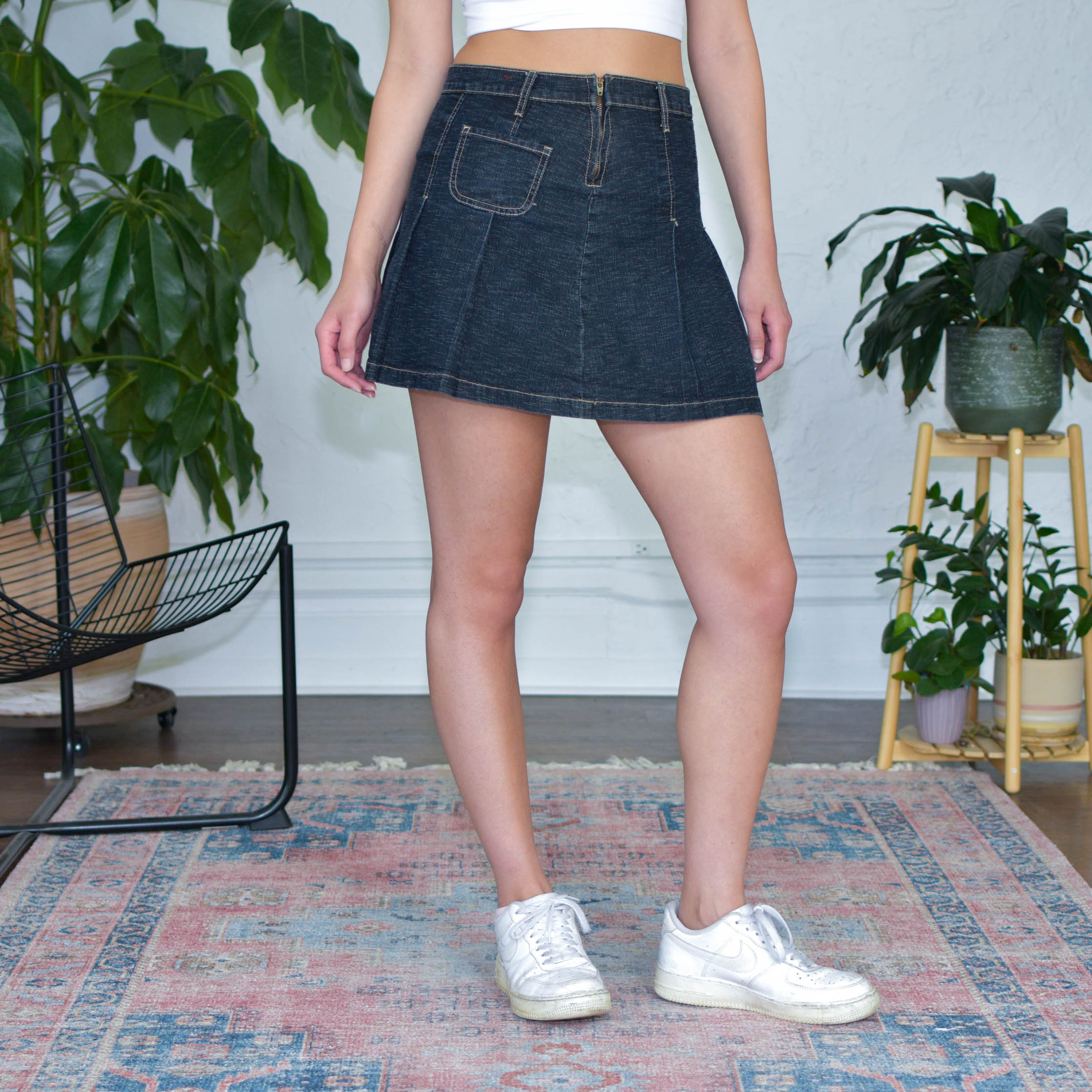 Vintage Y2K Red-Ox Jeans Pleated Midi Skirt