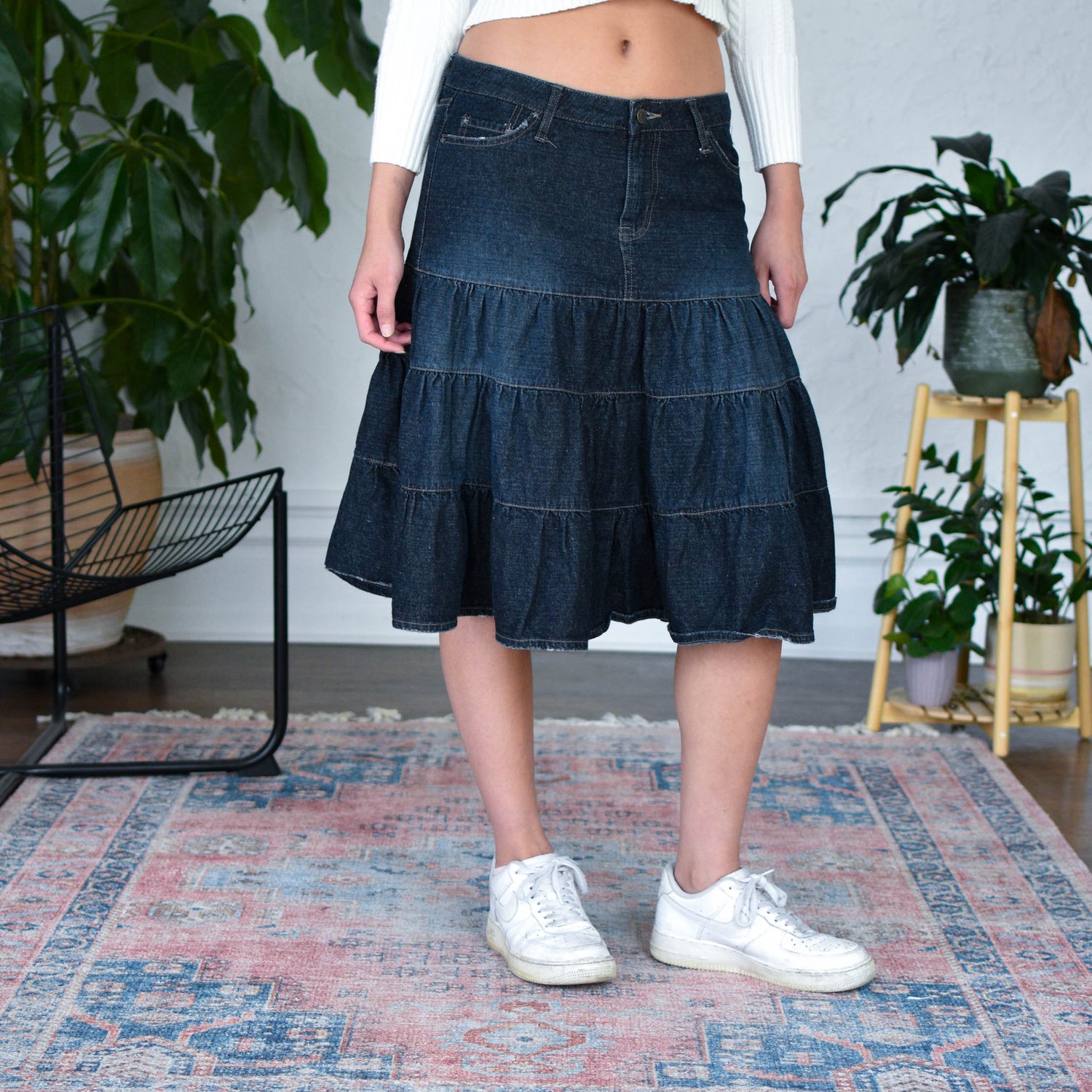 Vintage Y2K Bubblegum Tiered Denim Skirt