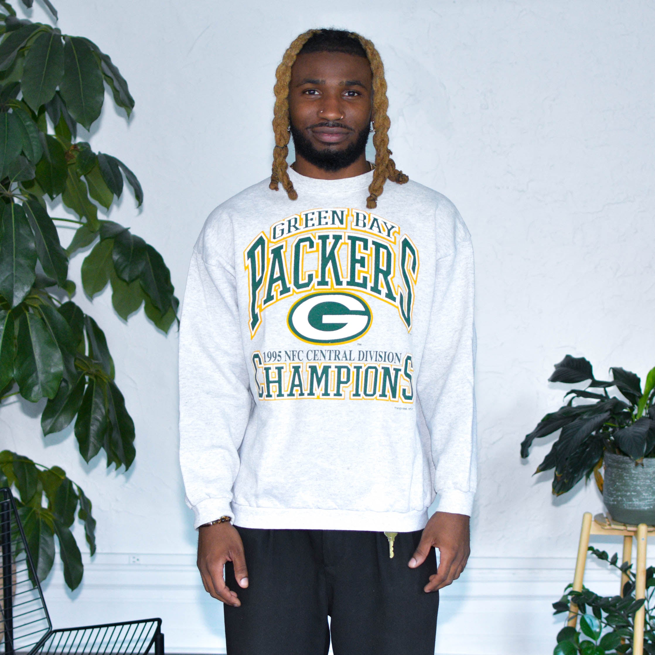 Vintage 1995 Green Bay Packers Central Division Champions Gray Crewneck