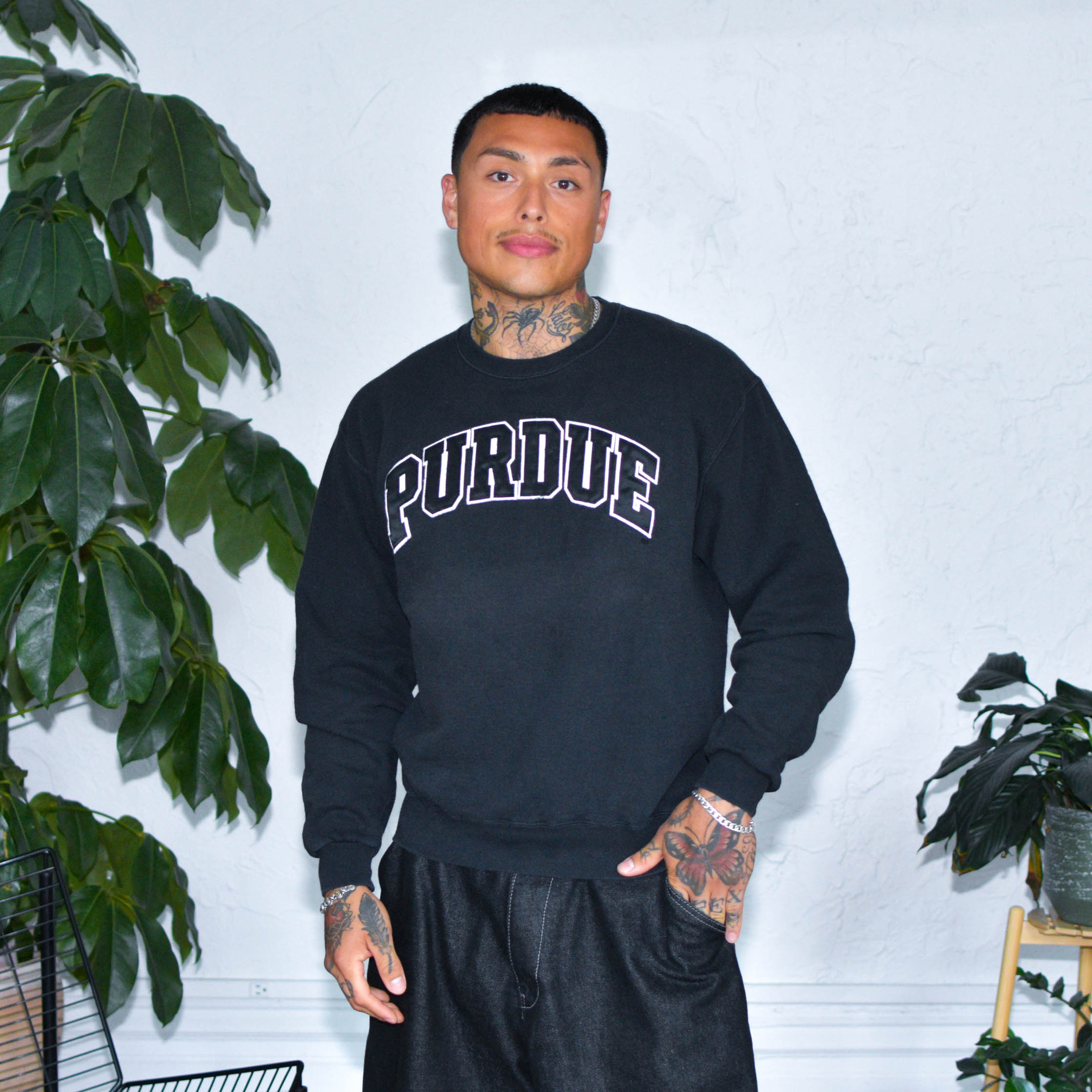 Vintage 90s Purdue University Black Crewneck