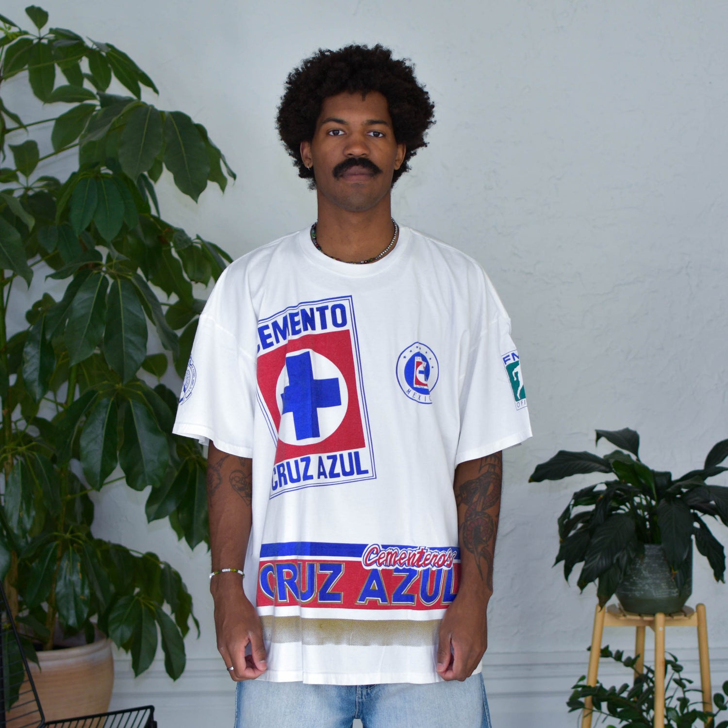 Vintage 90s Cruz Azul AOP Graphic T-Shirt