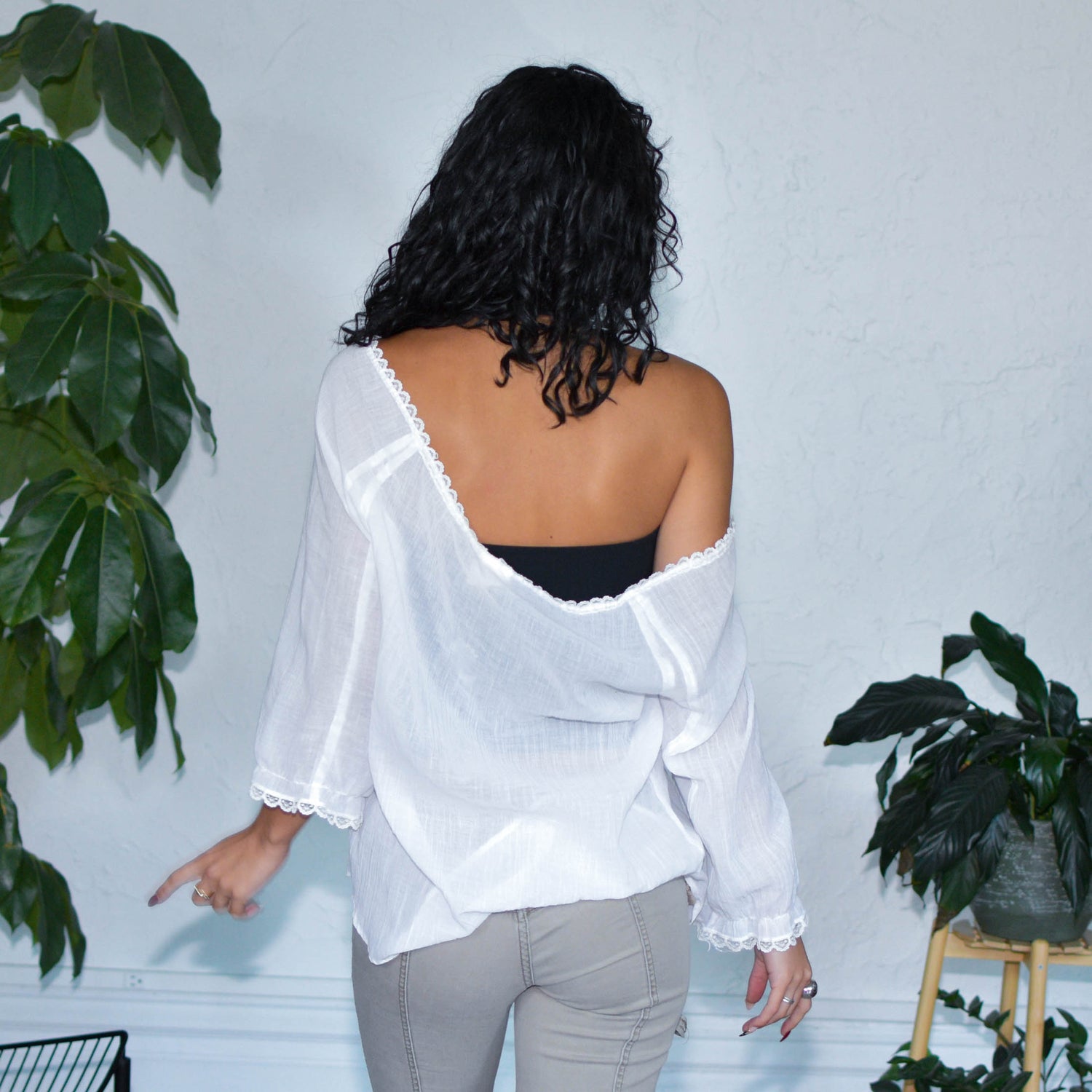 Vintage Linen Off Shoulder Blouse
