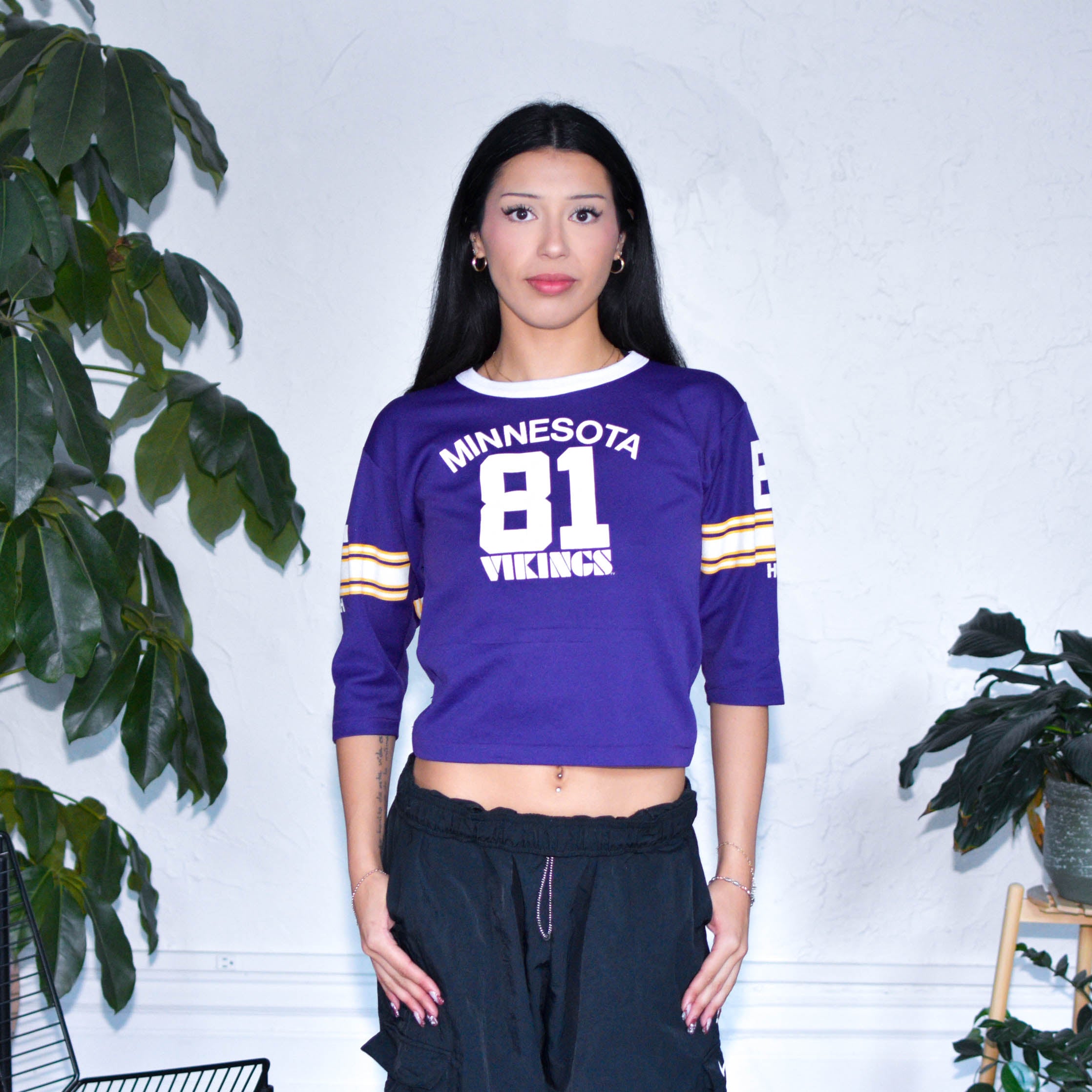 Vintage 90s Femme Cris Carter Minnesota Vikings Quarter Sleeve Jersey